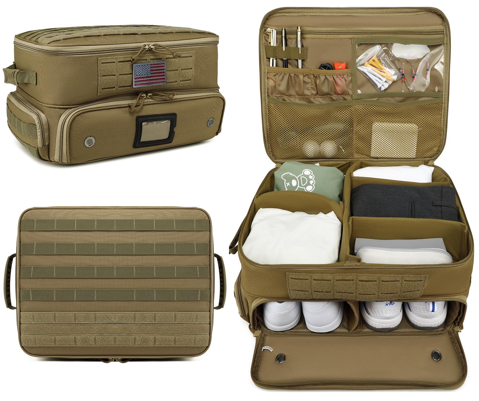 2 Layer Golf Trunk Organizer with Ventilated Shoe Compartments - Car Storage Organizer for Golf Balls, Clothes, Tees & Accessories - Perfect for Golfers to Keep Gear Organized On and Off the Course