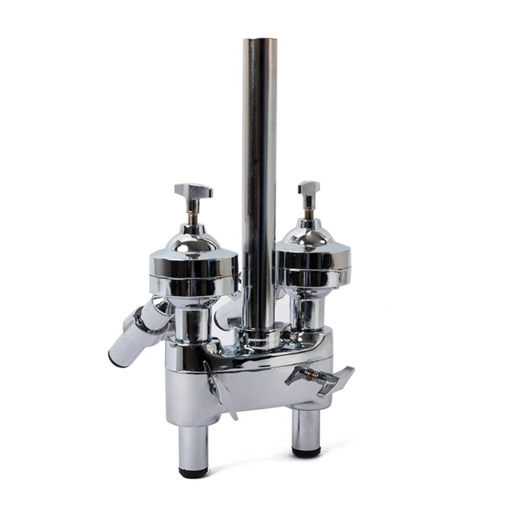 Double Drum Set Clamp Bracket Holder Mount Stand for Tom Drum & Jazz Drum - Silver Drum Accessory for Professional Musicians & Drum Kits - Perfect for Live Performances, Studio Recording & Music Classrooms