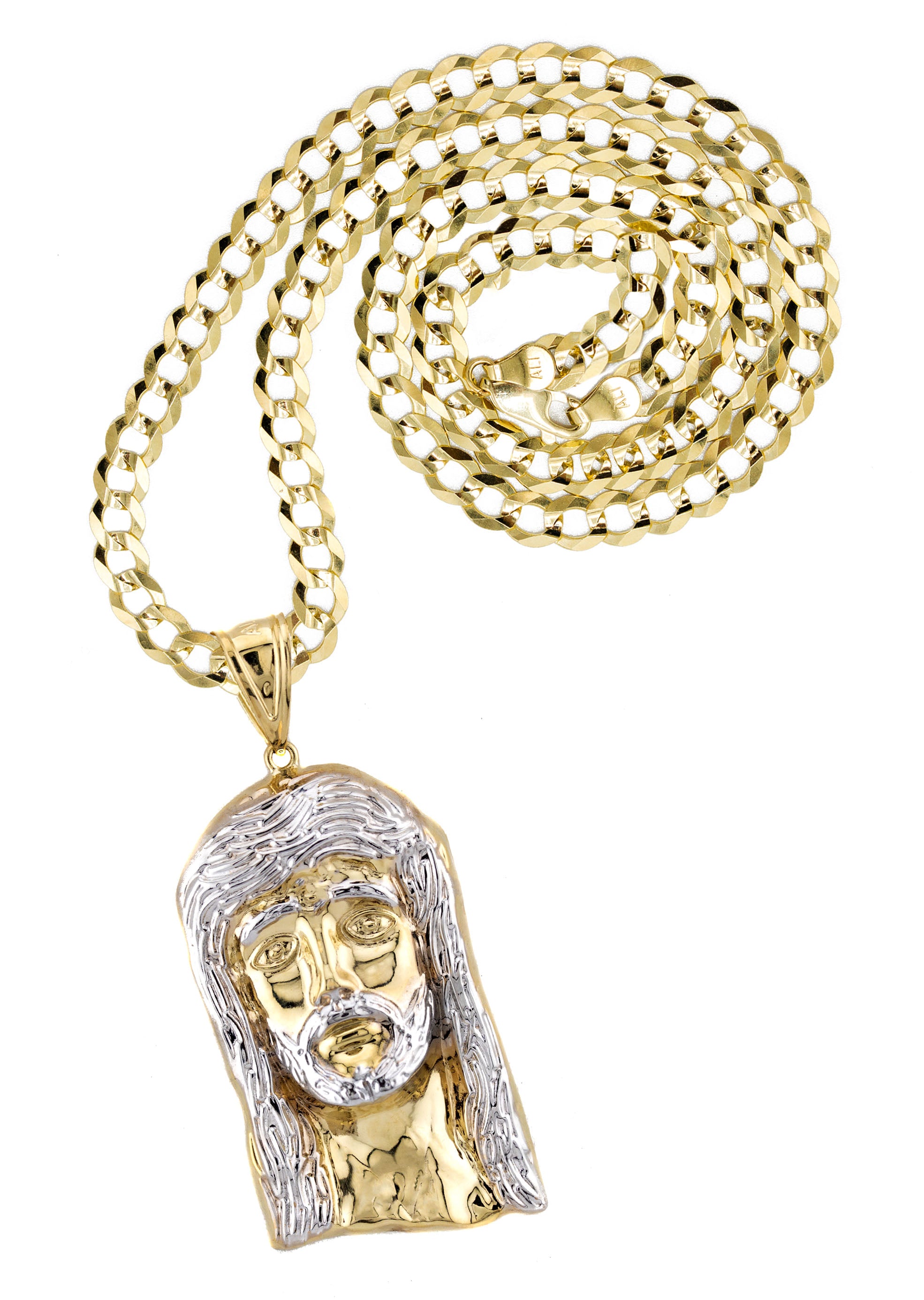 10K Yellow Gold Jesus Head Necklace for Men & Women - Small 5g & Large 18g Religious Pendant - Perfect for Church, Baptism & Daily Wear