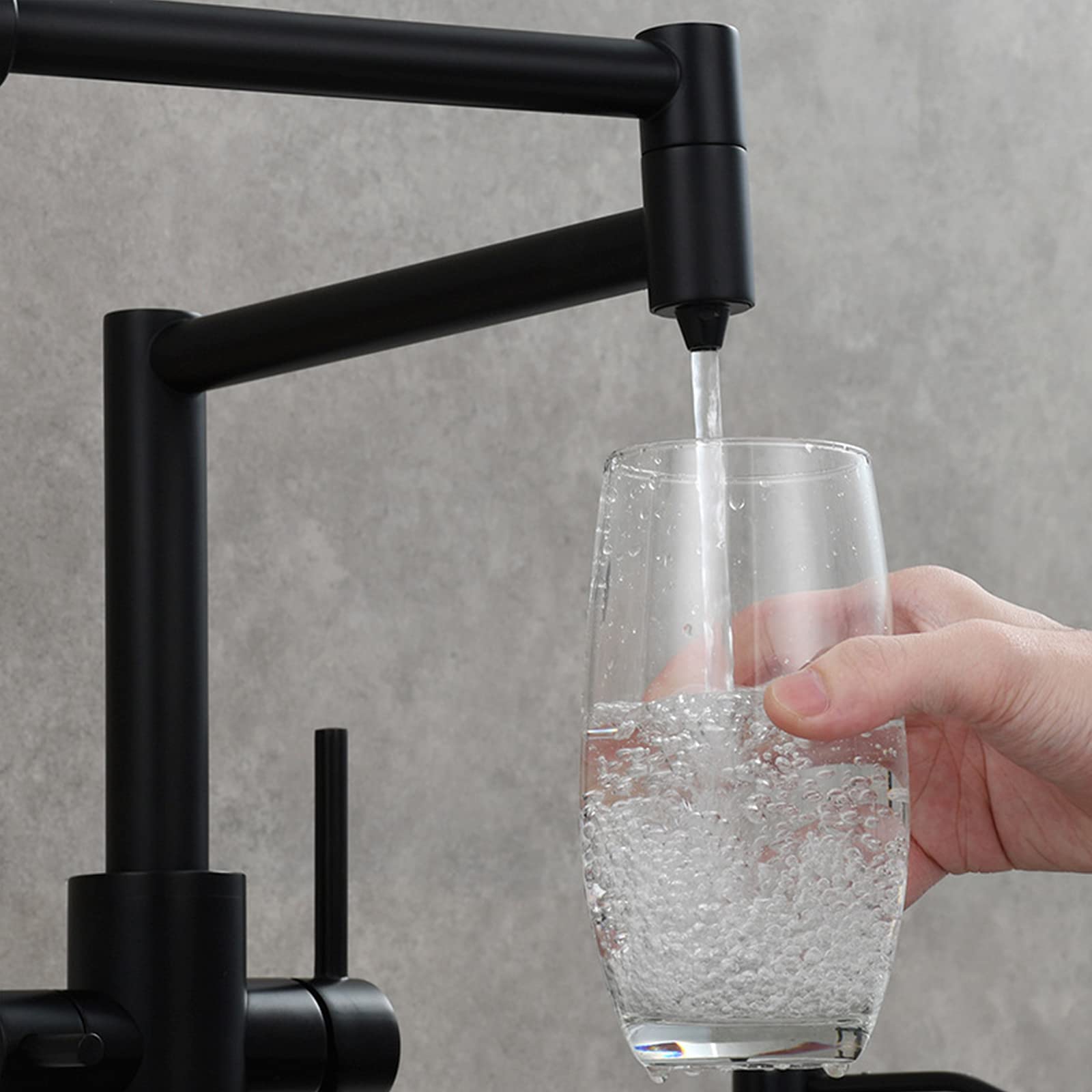 Black Tall Deck Mount Pot Filler Kitchen Faucet with Dual Handle Hot & Cold Water Mixer Tap & Drinking Water Spout - Ideal for Cooking, Filling Pots & Washing Dishes