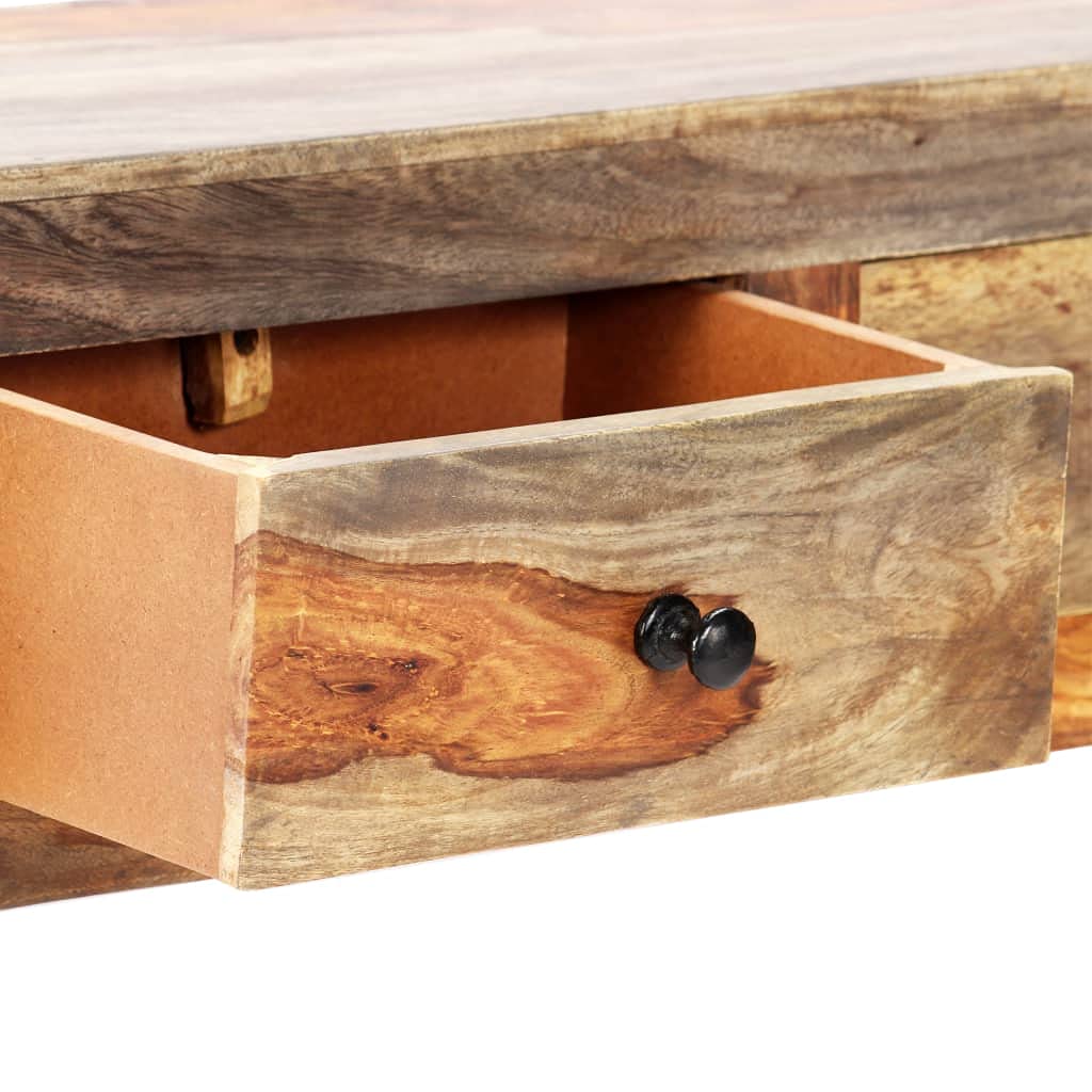 Solid Sheesham Wood Wall Console Table with 3 Drawers - Narrow Entryway Table, Hallway Sofa Table, Dining Room Sideboard - 39.3