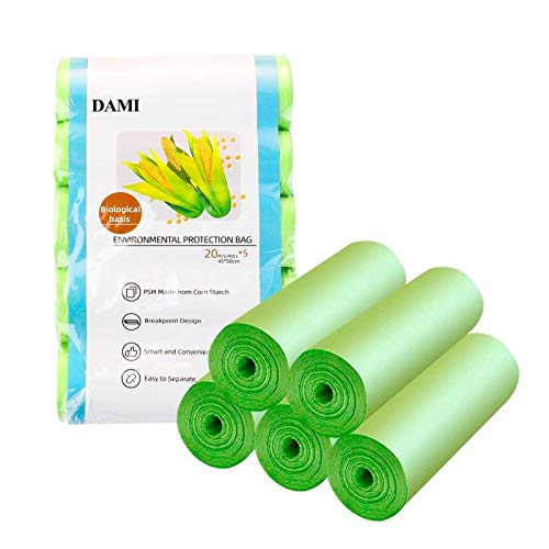 4-Gallon Biodegradable Trash Bags - 100 Count (5 Rolls) | Eco-Friendly Small Garbage Bags for Bathroom, Kitchen, Office & Car | Compostable Can Liners for Waste Bins & Recycling