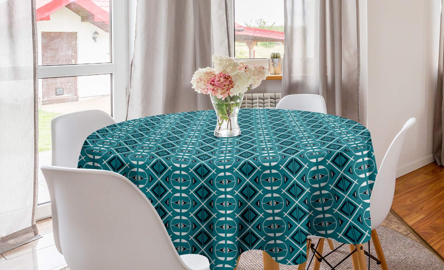Ambesonne Blue Round Tablecloth 60