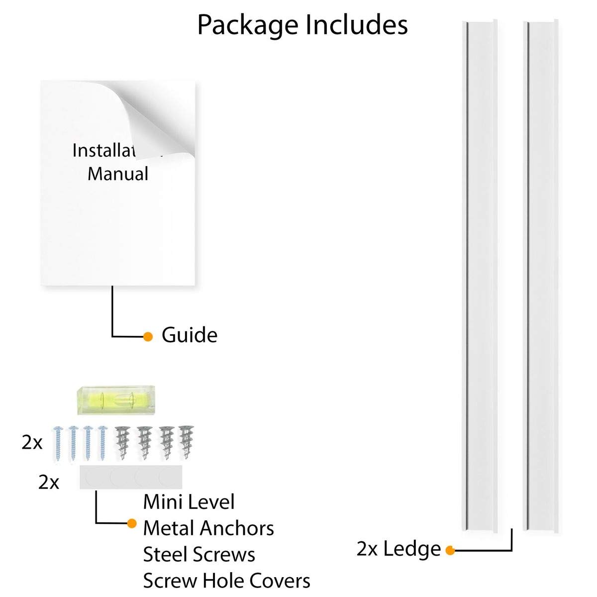 Wallniture Denver White Picture Ledge 72