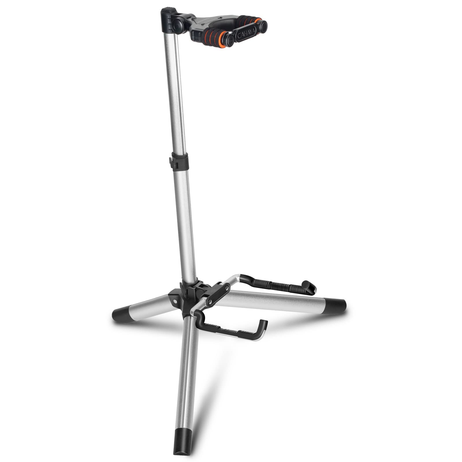 CAHAYA Adjustable Folding Guitar Stand for Acoustic, Electric Guitars & Bass - Lightweight Travel Instrument Holder for Home, Studio & Stage Performances