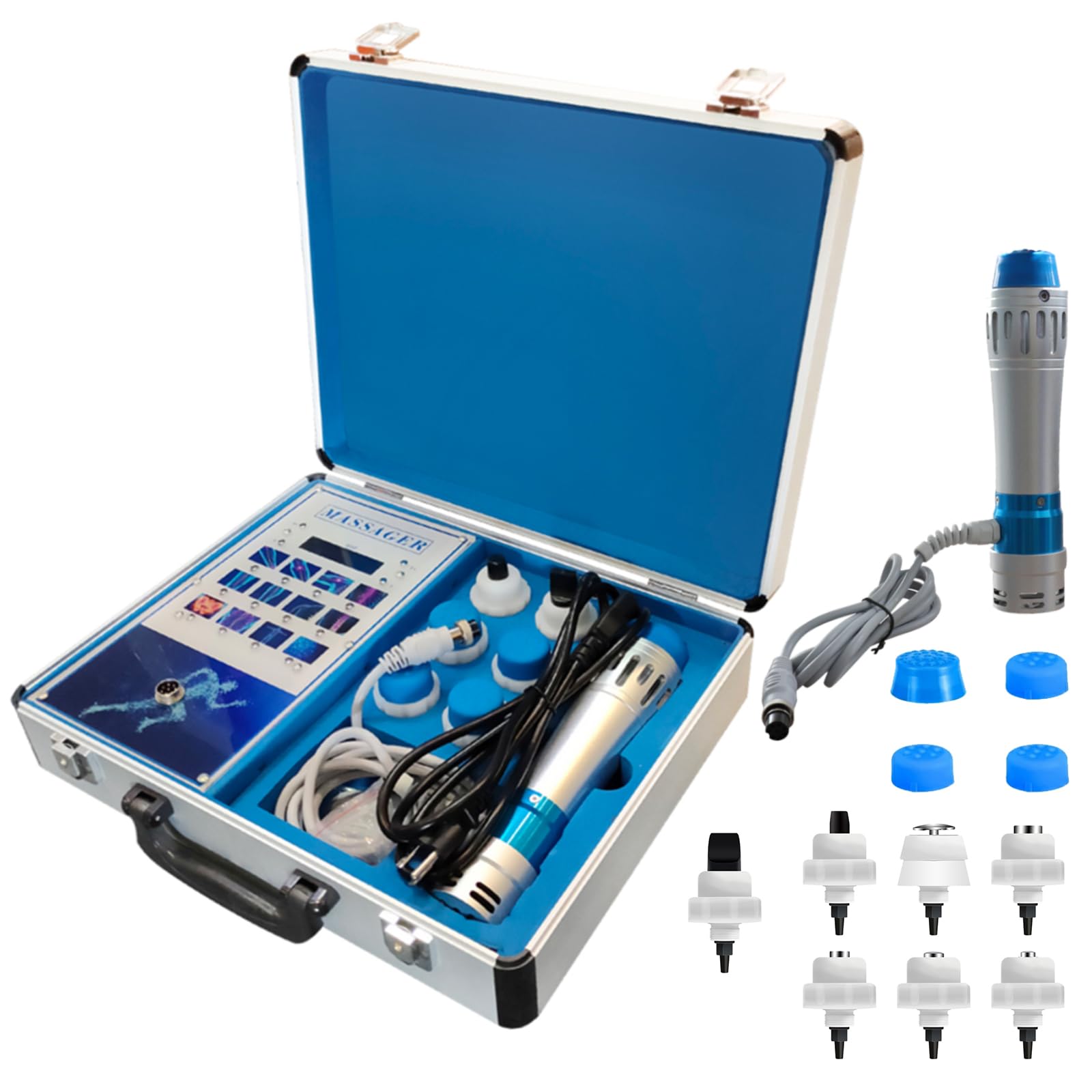 Professional Shock Wave Therapy Machine for Pain Relief - 7 Interchangeable Massage Heads for Deep Tissue & Muscle Relaxation - Ideal for Athletes, Physical Therapy & Home Use