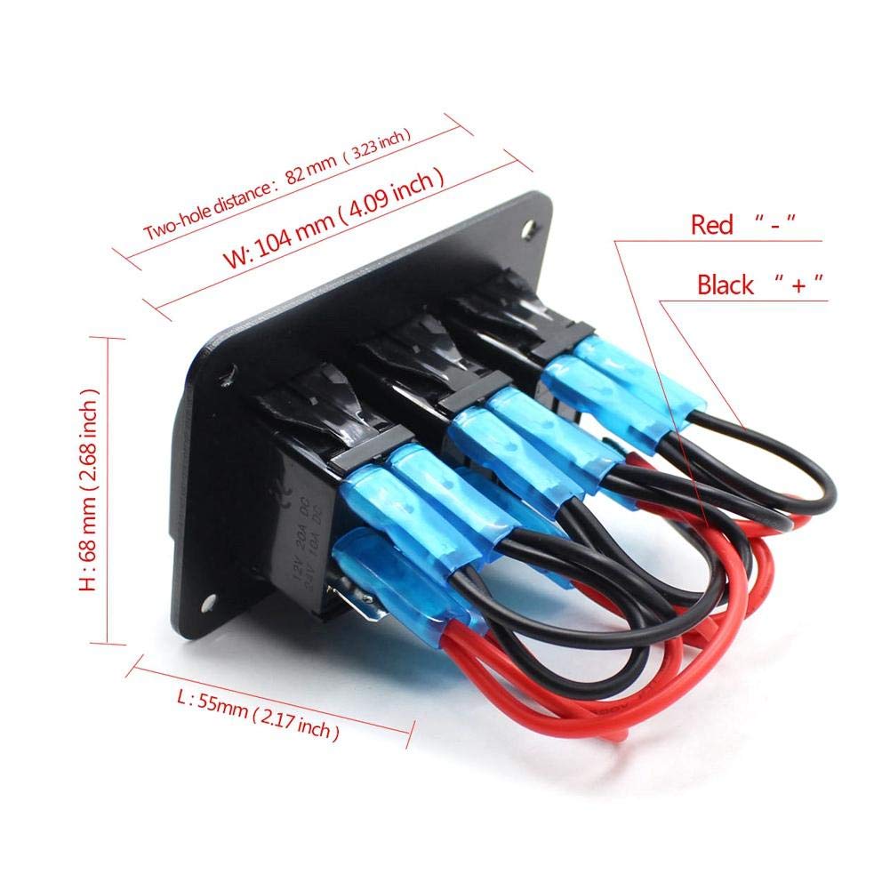 KIMISS 12V/24V 3 Gang LED Blue Light Toggle Rocker Switch Panel - Waterproof Marine Grade for RV, Car, Boat, Truck (Black) | Perfect for Dashboard, Control Panel & Electrical System Upgrades