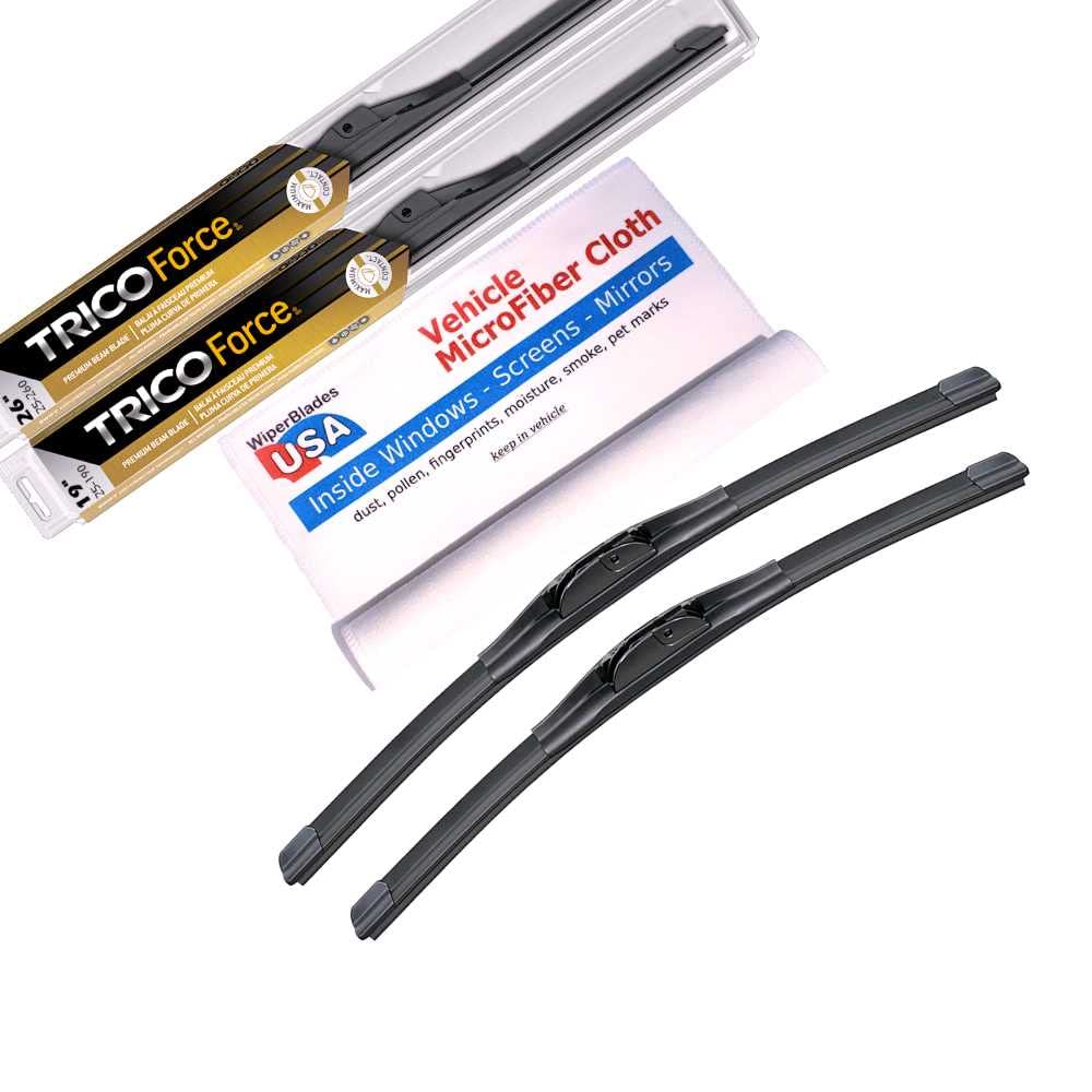 Trico Force Premium Beam Wiper Blades for 2010 Acura ZDX - 2-Pack Set with Free Microfiber Interior Cleaning Cloth | All-Weather Performance for Rain, Snow & Dust | Perfect for Highway Driving & Winter Conditions