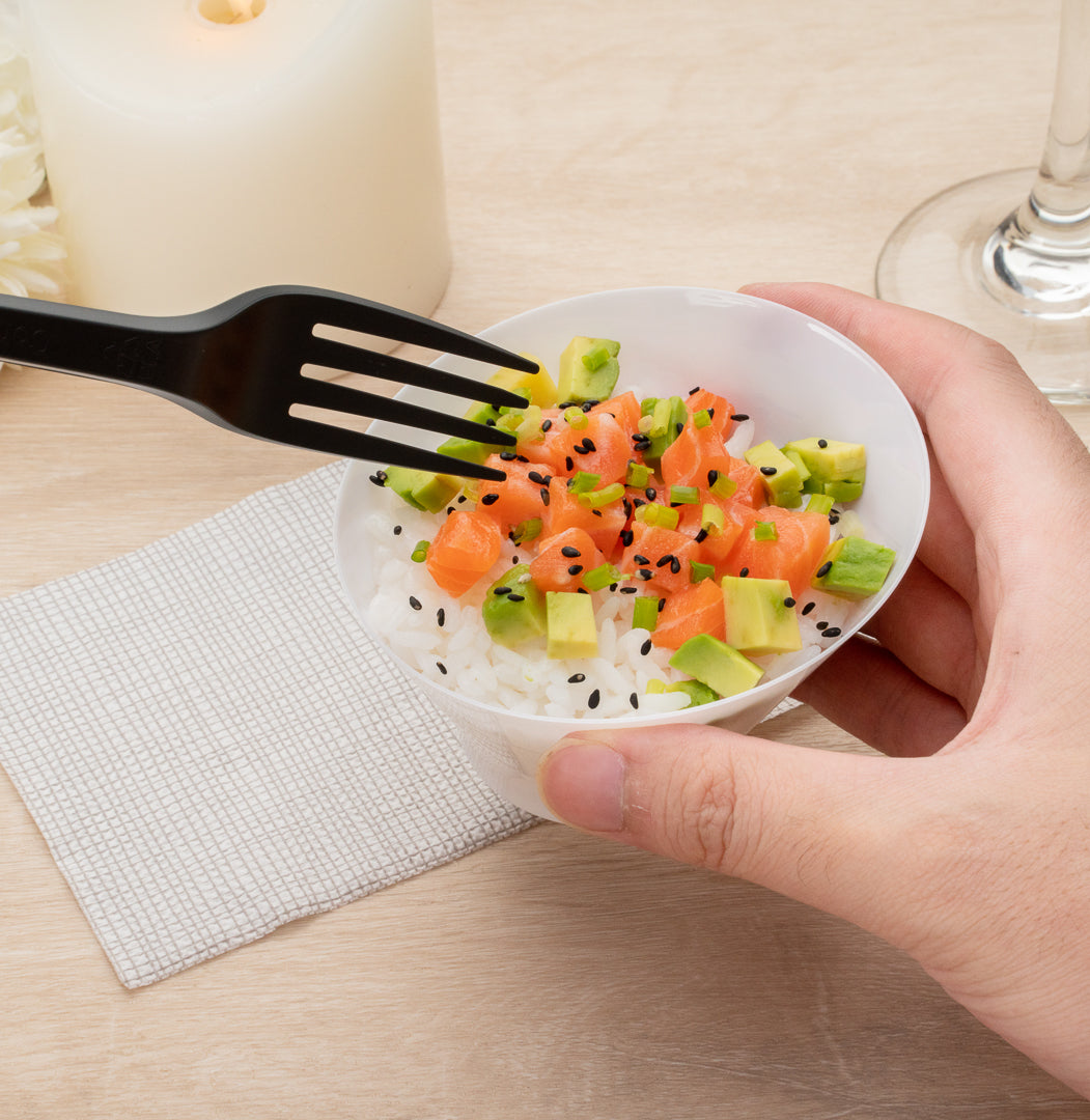 5 oz Round White Plastic Small Incline Bowl - 3.75