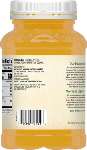 Organic Apple Sauce by Santa Cruz - 23oz (Pack of 6) | Unsweetened, No Sugar Added | Healthy Snack for Kids, Lunch Boxes & Baking Ingredient
