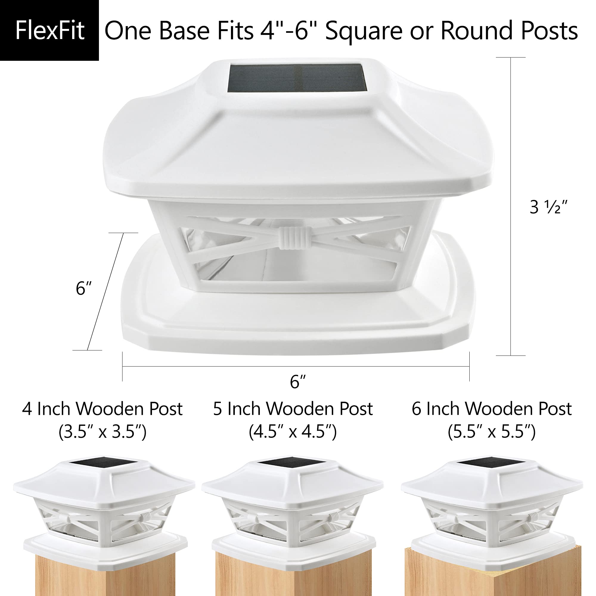 Davinci Lighting Flexfit (2 Pack) and Renaissance (4 Pack) Solar Post Cap Lights - Pearl White | Outdoor Solar Deck Lights for Fence, Pathway & Garden Decor | Weatherproof LED Lighting for Patio & Yard
