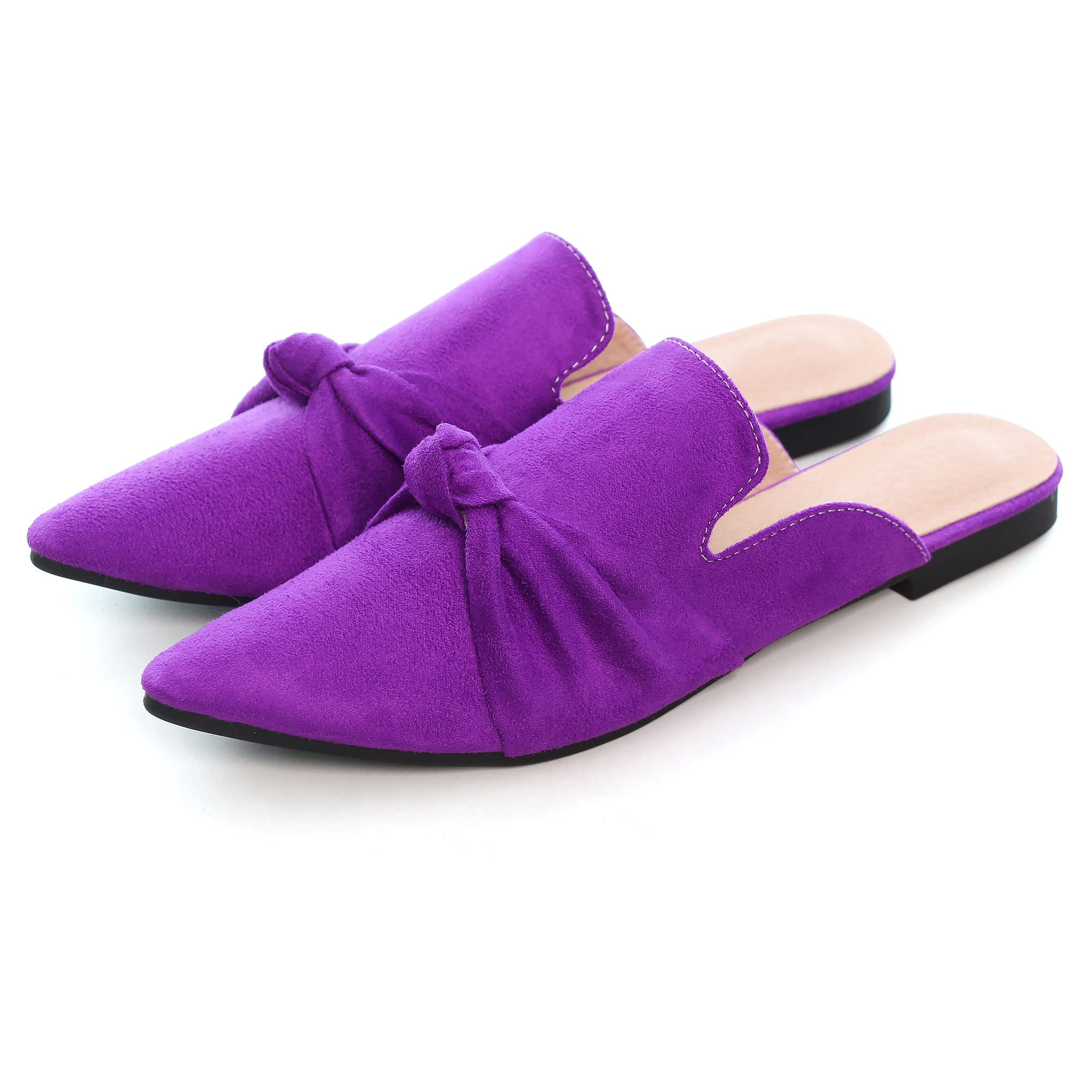 VFDB Women's Bowtie Mule Slippers - Summer Pointed Toe Loafers Slip On Flat Shoes for Indoor/Outdoor Comfort - Perfect for Home, Office & Casual Wear