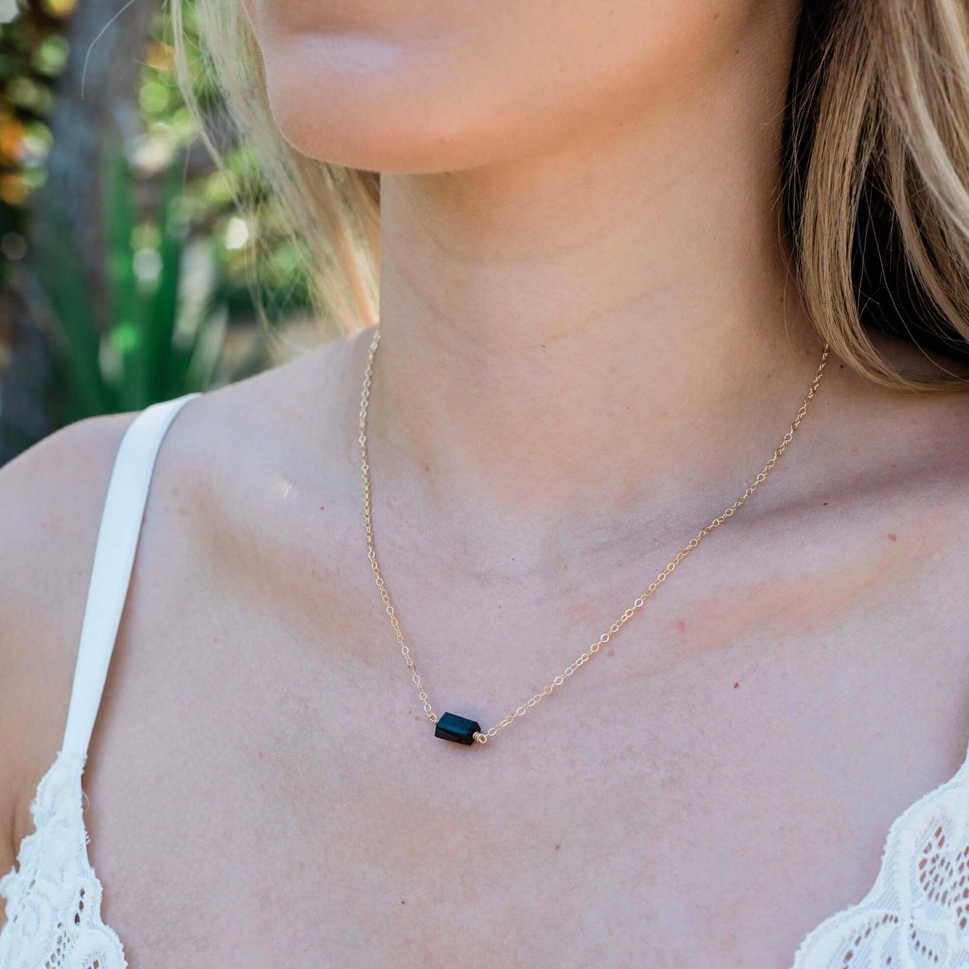 Natural Raw Black Tourmaline Crystal Pendant Necklace for Women - Protection Stone Jewelry for Energy Cleansing, Chakra Balancing & Spiritual Healing | Perfect for Meditation, Yoga & Everyday Wear
