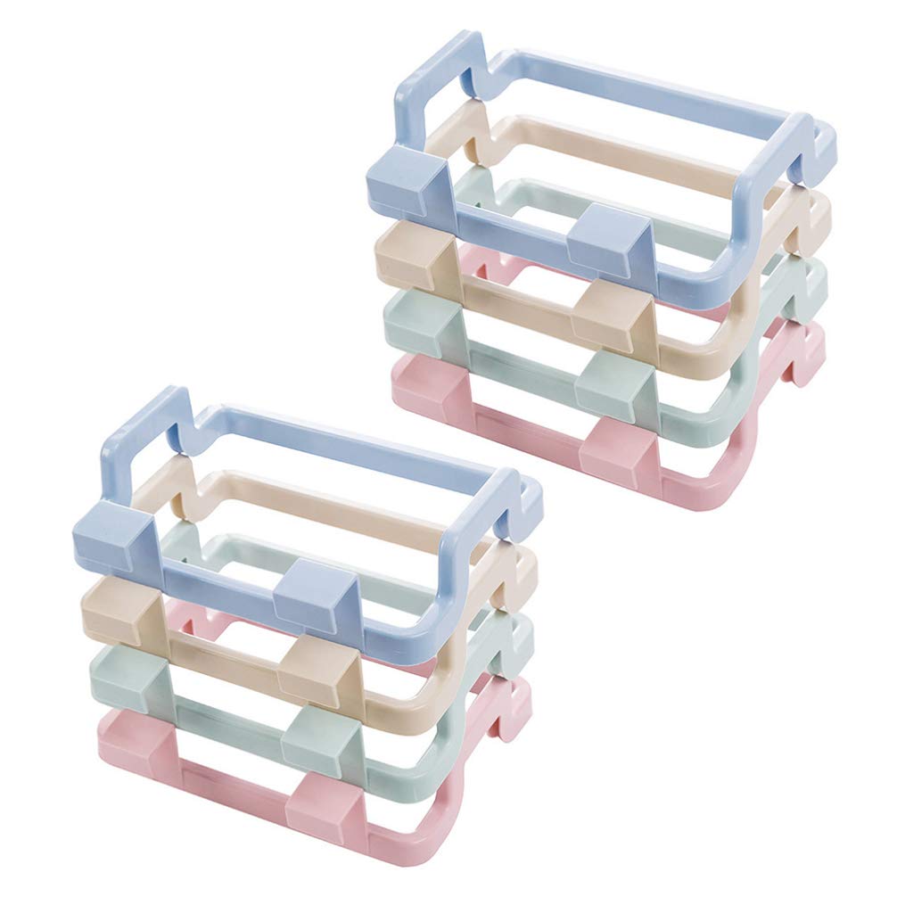 VOSAREA 8-Pack Trash Bag Holders - Heavy Duty Over Cabinet Door Hooks for Kitchen Organizer, Garbage Bag Storage, Plastic Shelf Hooks (White) - Perfect for Pantry, Bathroom, Laundry Room & Garage Organization