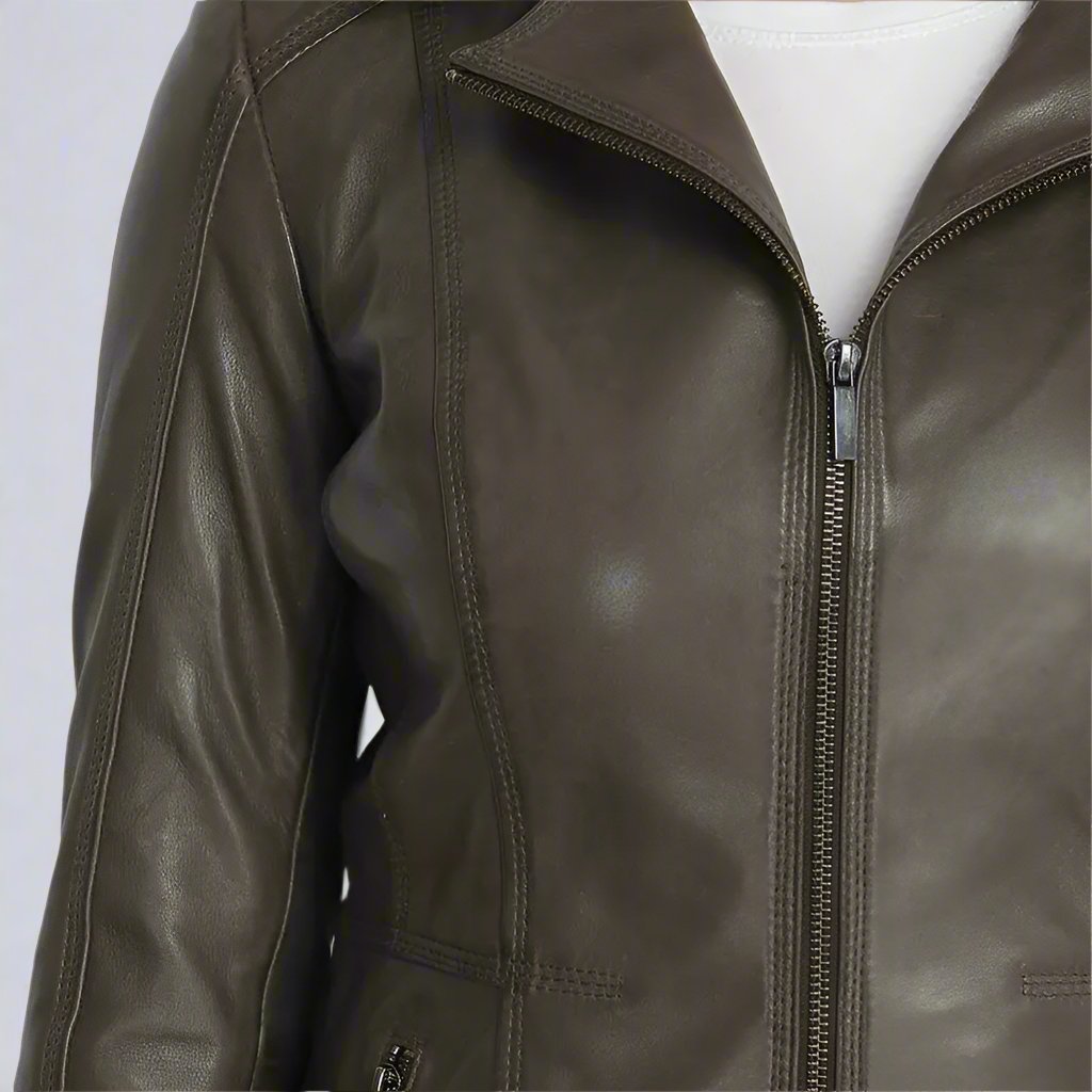 BOL Women's Classic Open Collar Leather Jacket – Stylish Faux Leather Motorcycle Jacket for Casual Outfits & Fall Fashion