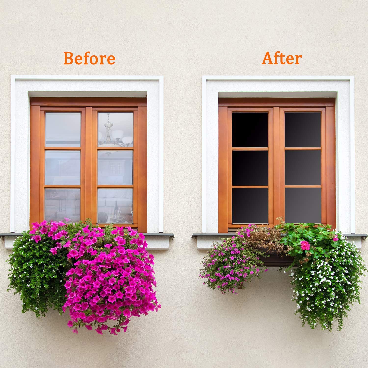 One Way Mirror Window Film - Daytime Privacy Reflective Tint, Self-Adhesive UV & Heat Control Decorative Film for Home & Office (Black/Silver, 2Mil, 60