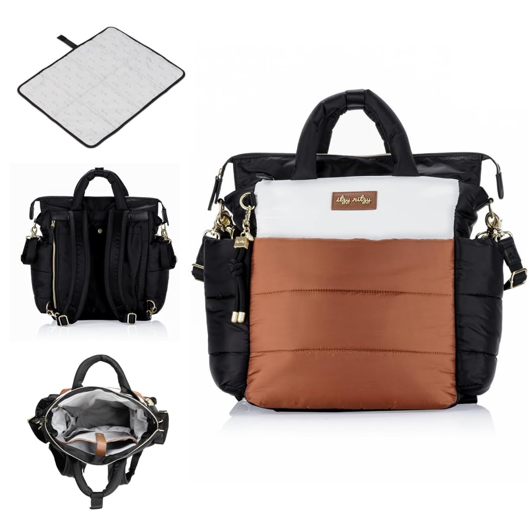 Itzy Ritzy Dream Convertible Diaper Bag - Baby Tote Backpack with 14 Pockets & Changing Pad, Coffee & Cream | Perfect for Moms, Travel & On-the-Go Parenting Essentials