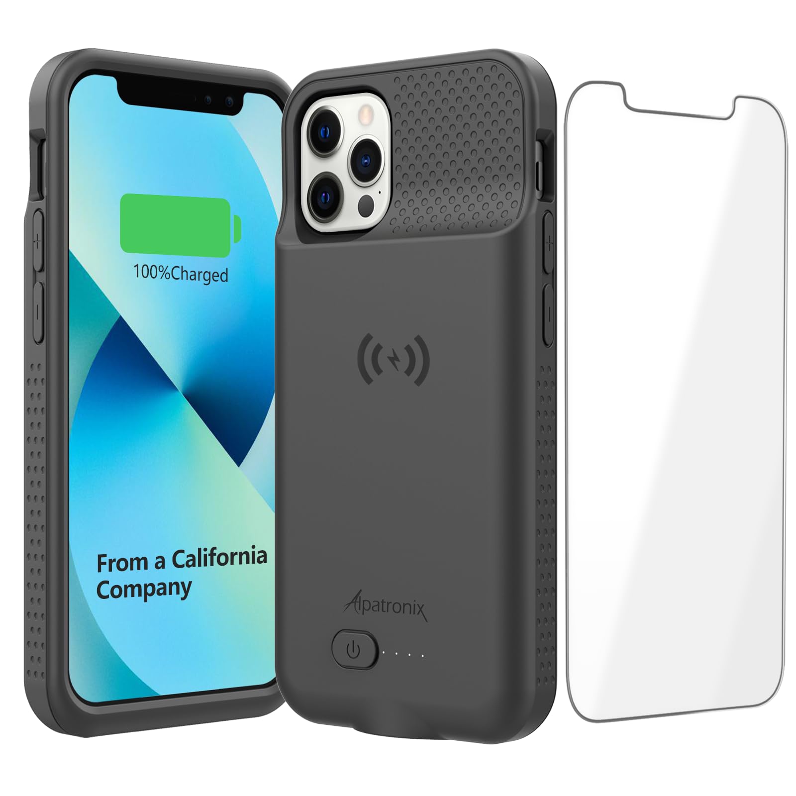 Alpatronix 5500mAh Slim Battery Case for iPhone 11 & iPhone XR (6.1 inch) - Protective Extended Wireless Charging Case with Rechargeable Power Bank | Perfect for Travel, Work & Outdoor Activities - Black