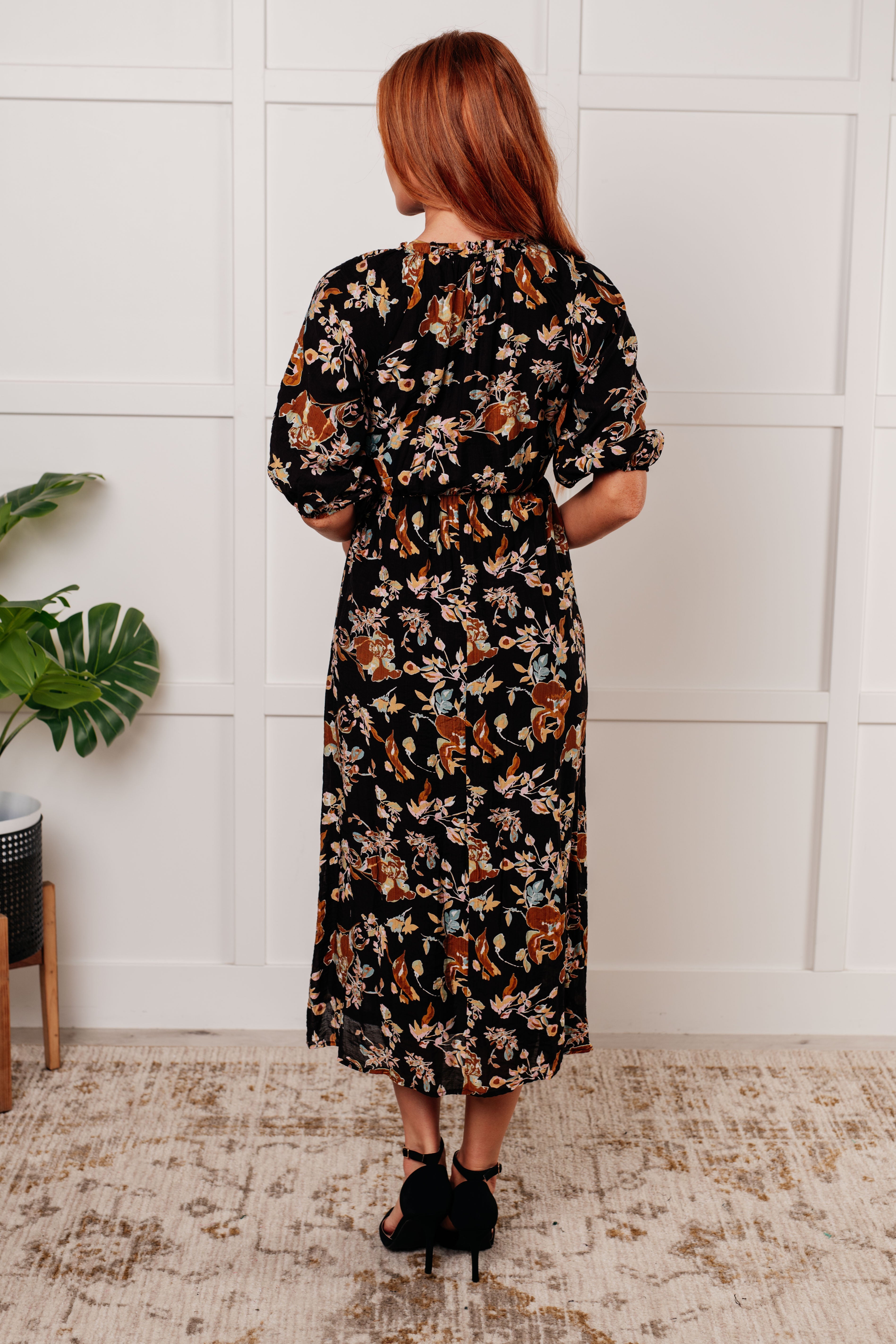 Look My Way Smocked Bodice Button Down Dress - Women's Elegant Floral Summer Dress for Casual Outings, Date Nights & Special Occasions