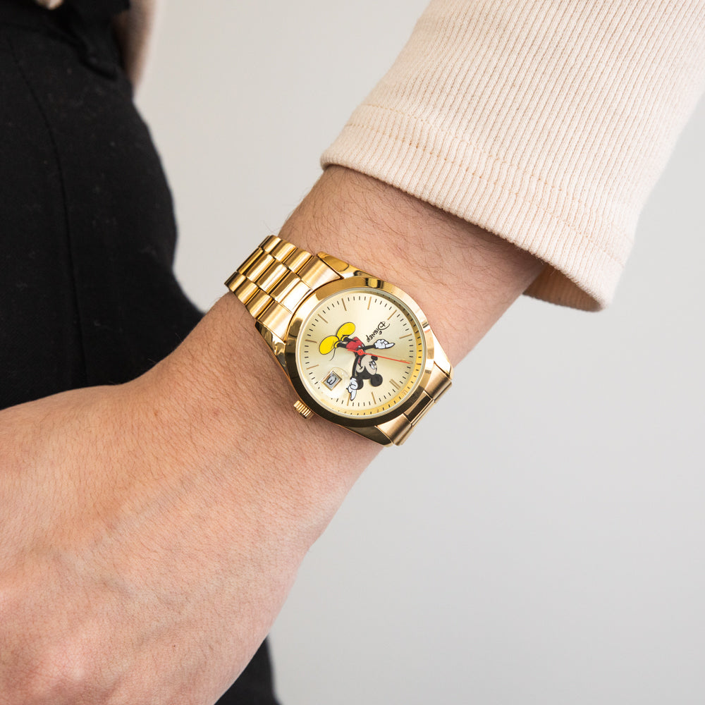 Disney Mickey Mouse Gold Tone Watch for Men & Women - Stylish Casual & Dress Timepiece for Everyday Wear, Gifts, and Collectibles