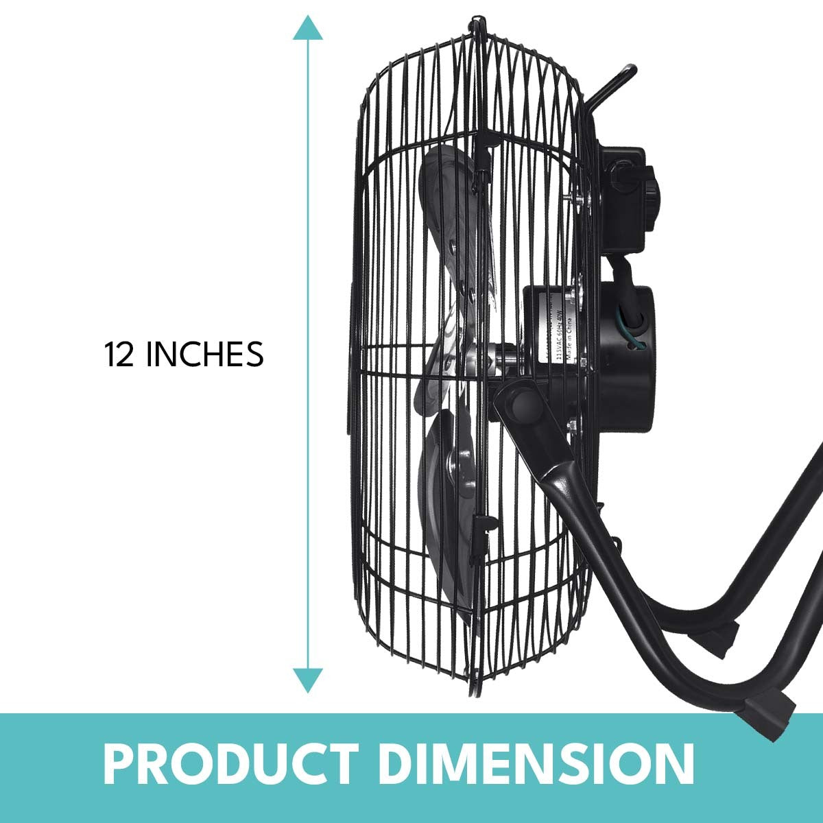 12 Inch 3-Speed High Velocity Industrial Heavy Duty Metal Floor Fan - Black with Adjustable Tilting Head for Indoor & Outdoor Use - Perfect for Warehouses, Garages, Workshops, and Home Cooling