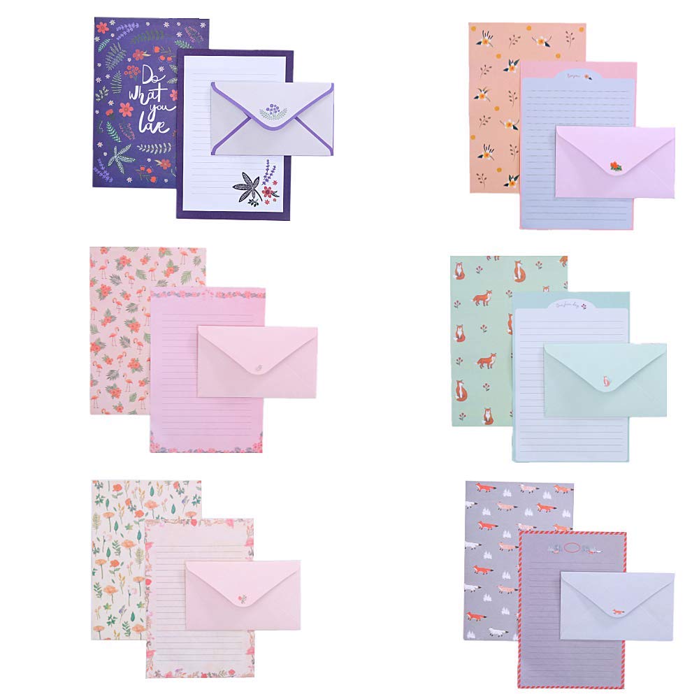 36 Pcs Lovely Letter Paper Lined Stationery Set with 18 Envelopes - A5 Writing Paper for Office, Home & School - Perfect for Thank You Notes, Personal Letters & Journaling (6 Sets)