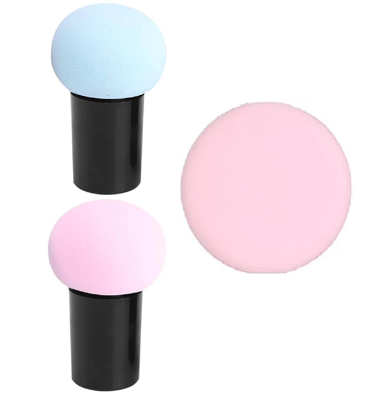 **Beautiflame Round Cotton Powder Puff Makeup Sponge - Mushroom Makeup Blender for Foundation, Concealer & Powder (2PCS) - Soft Cosmetic Sponge for Wet & Dry Use - Perfect for Travel, Home & Professional Makeup Application**