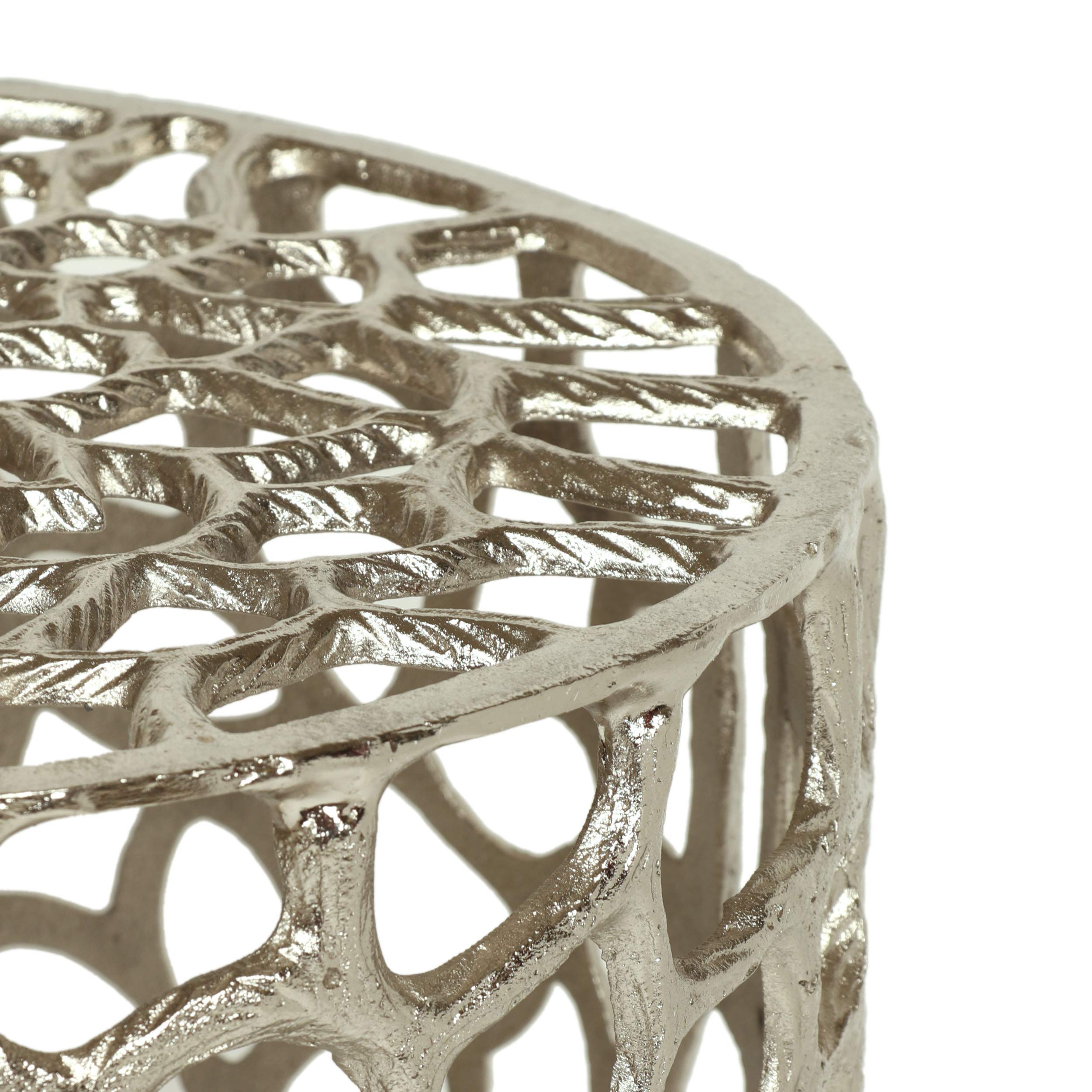 Modern Iron Mesh Accent Table - Antique Nickel Finish Side Table for Living Room, Bedroom & Office - Stylish End Table with Durable Metal Frame for Home Decor