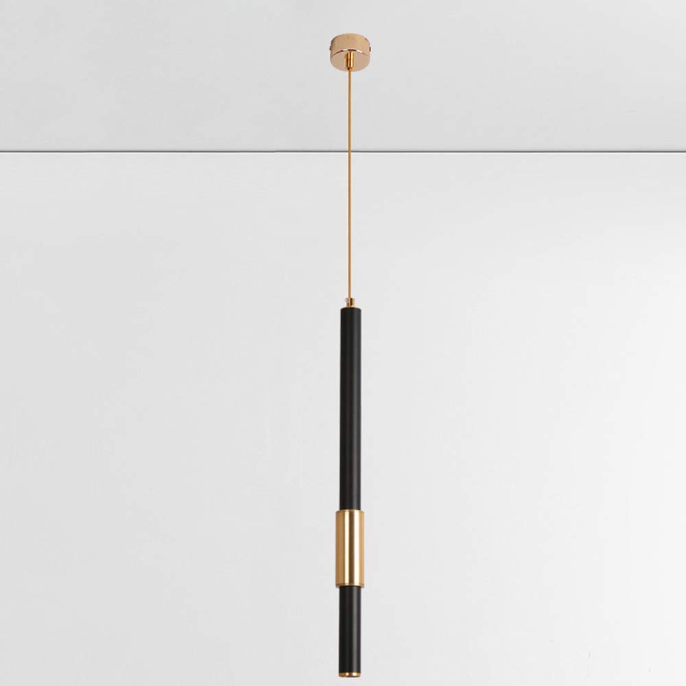 Modern LED Pendant Light - 5W Cylinder Pipe Suspension Lamp for Kitchen Island, Dining Room & Bar - Gold/Black Finish with White Light - Perfect for Restaurant, Shop & Home Decor Lighting