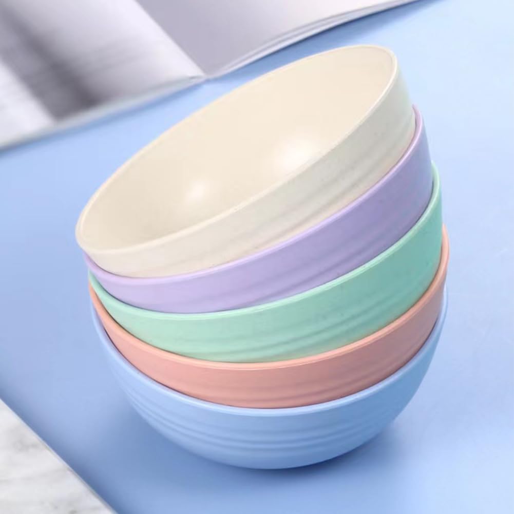 Unbreakable 24 oz Wheat Straw Cereal Bowls Set - BPA Free, Eco-Friendly, Dishwasher & Microwave Safe - Perfect for Kids, Soup, Salad, Rice, Oatmeal & Desserts - Ideal for Family Meals, Picnics & Dorm Use