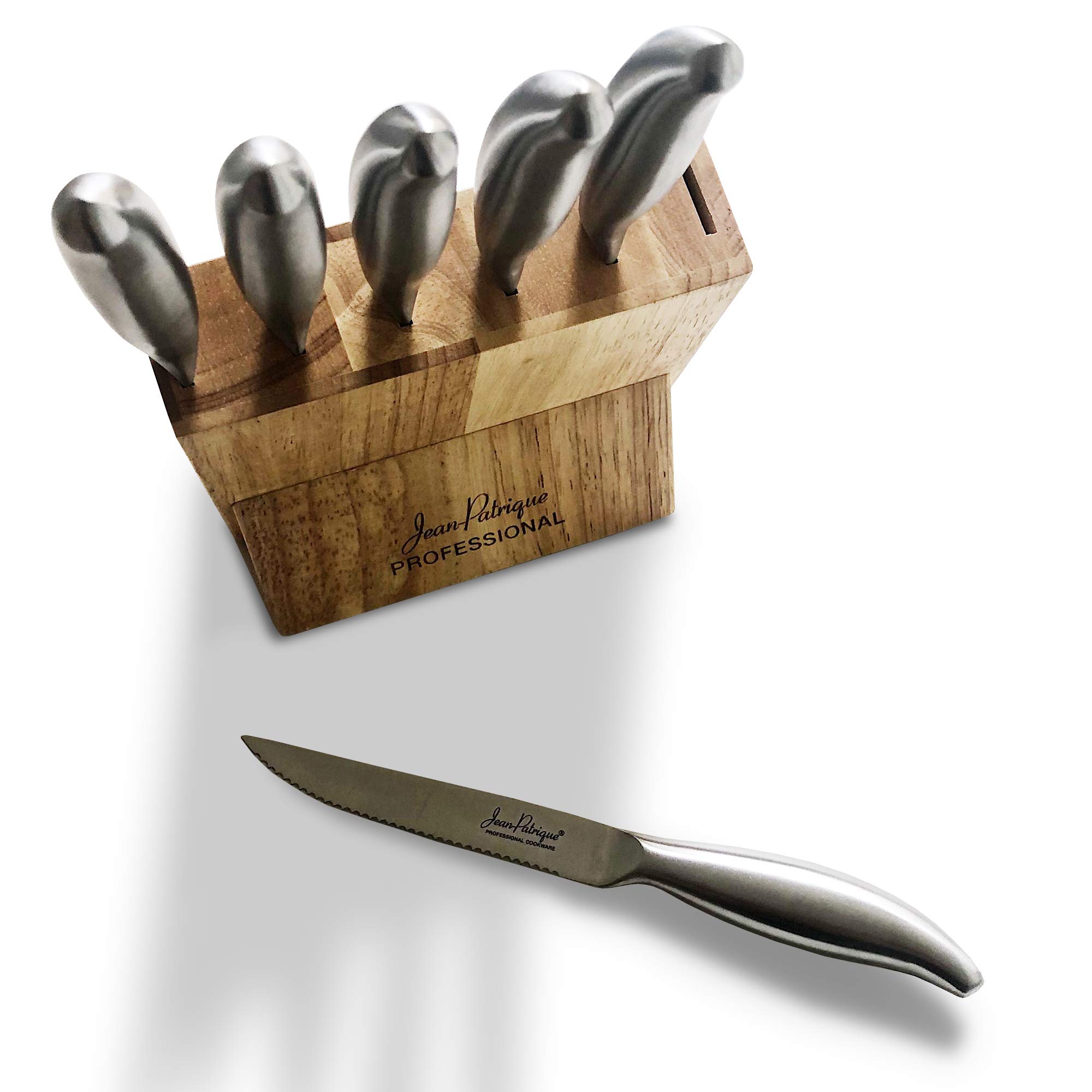 Premium 6-Piece Kitchen Knife Set with Wooden Block - Ultra Sharp Stainless Steel Knives for Slicing, Dicing & Chopping | Perfect for Home Chefs & Cooking Enthusiasts | Includes Chef Knife, Bread Knife & Utility Knives