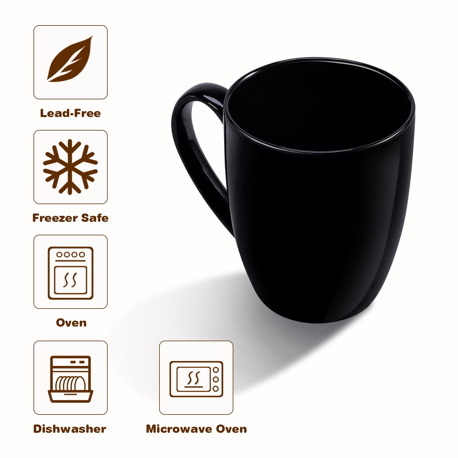 Urbanstrive 16 oz Large Coffee Mugs Set of 6 - Ceramic Coffee Cups for Tea & Hot Drinks - Perfect Gift for Women, Men, Housewarming & Office - White & Black Options - Ideal for Home, Office & Daily Use