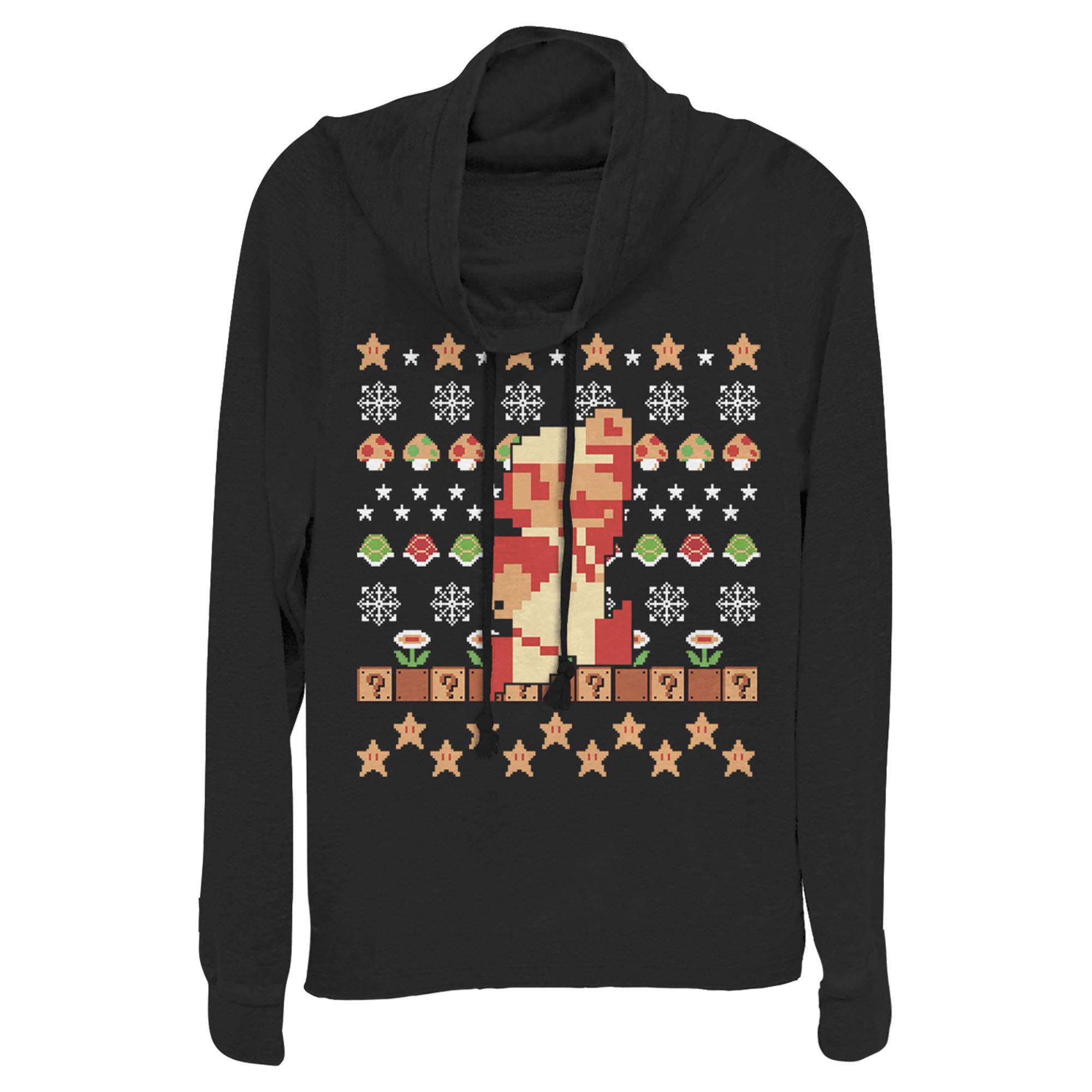 Super Mario Pixel Ugly Christmas Sweatshirt for Kids - Nintendo Themed Holiday Pullover with Cowl Neck | Perfect for Christmas Parties & Gaming Events