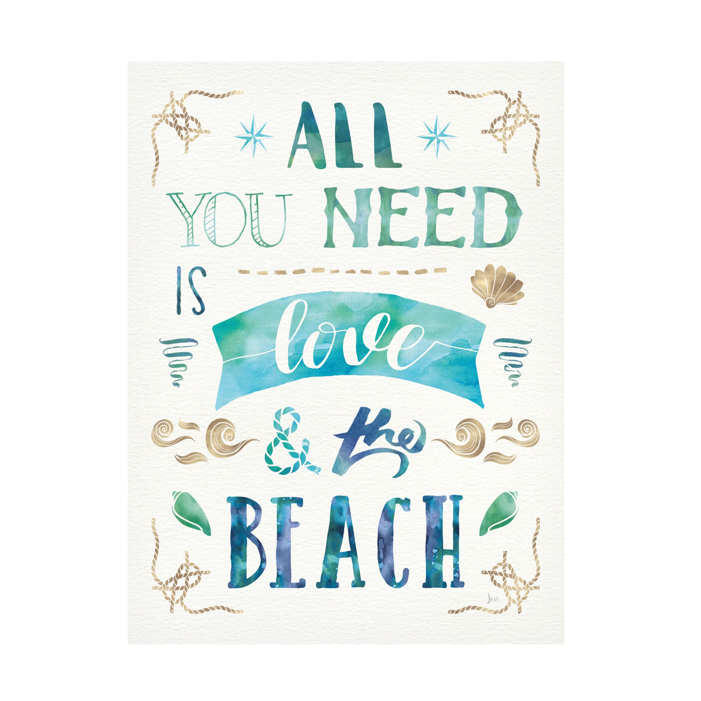 Trademark Fine Art 'Love and the Beach I' Canvas Wall Art Print by Jess Aiken - Coastal Decor for Living Room, Bedroom & Beach House