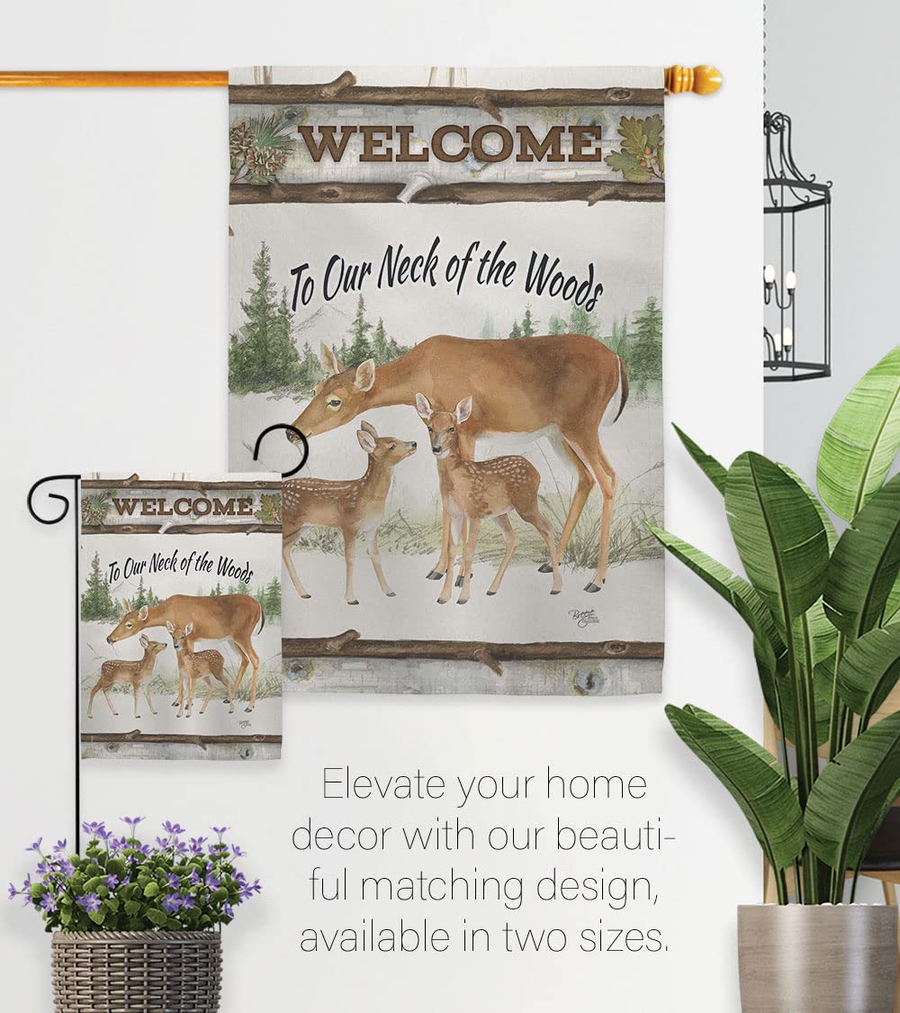 Nature Wildlife House Flag Set 28x40 w/Flagpole - Outdoor Decor