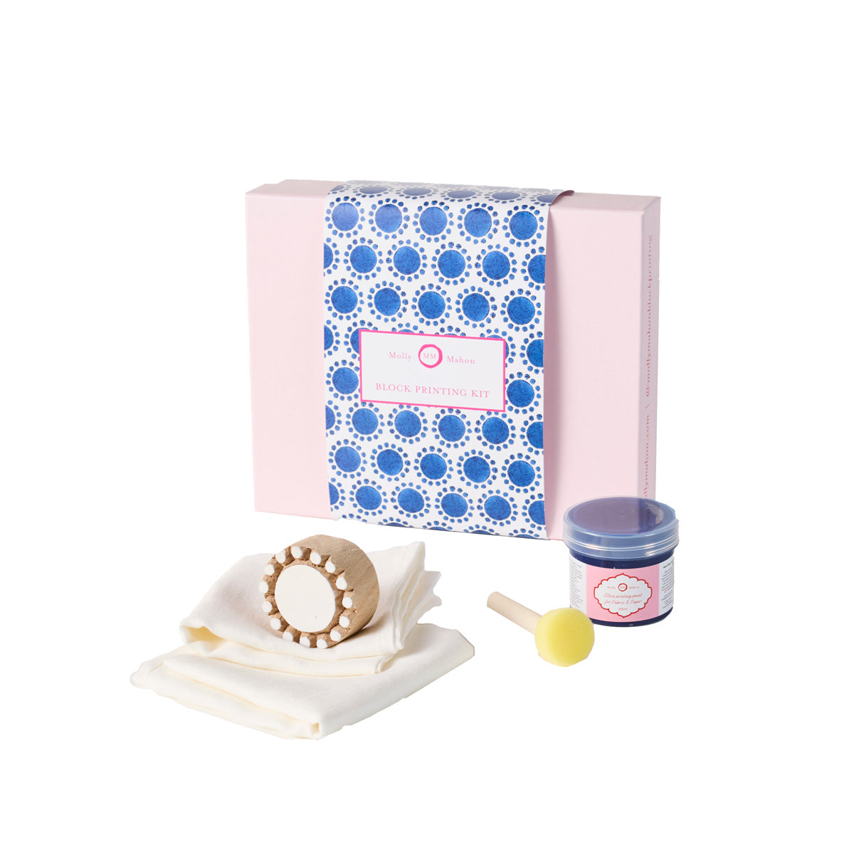 Block Printing Kit for DIY Napkins - Charleston Dot Indigo Design - Perfect for Home Decor, Table Setting, and Craft Projects