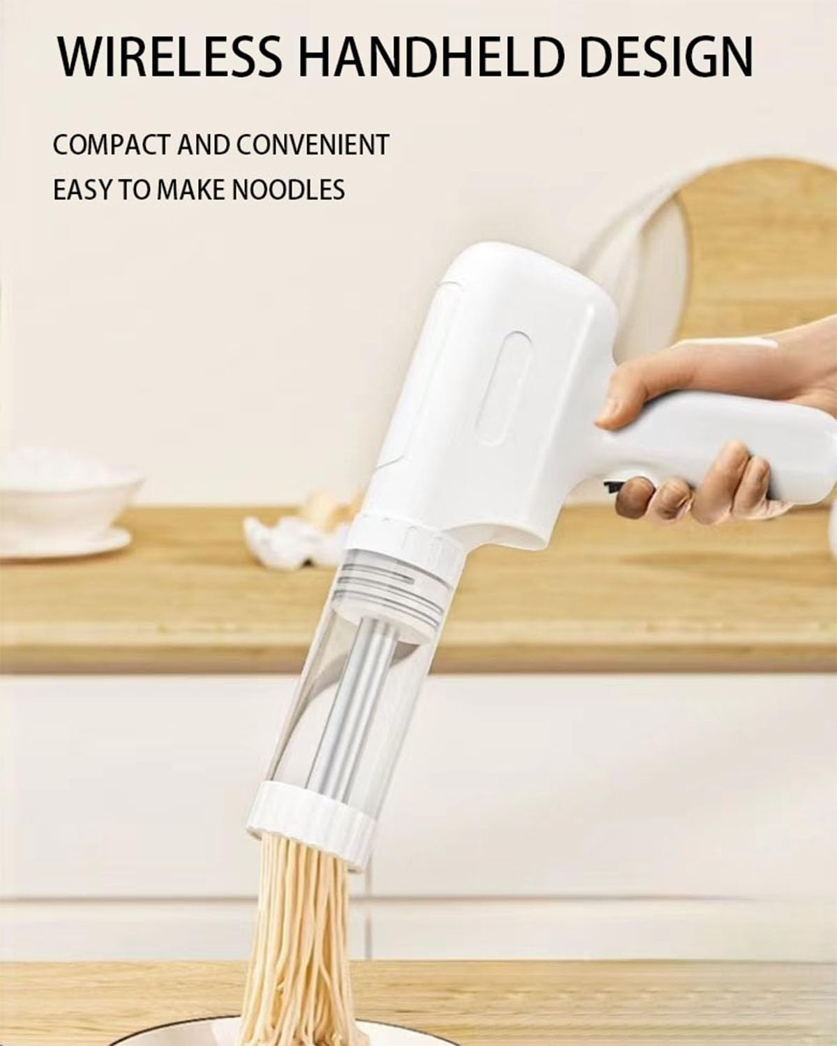 6-in-1 Electric Pasta Maker Machine - Cordless Handheld Noodle Press with Molds for Home Kitchen