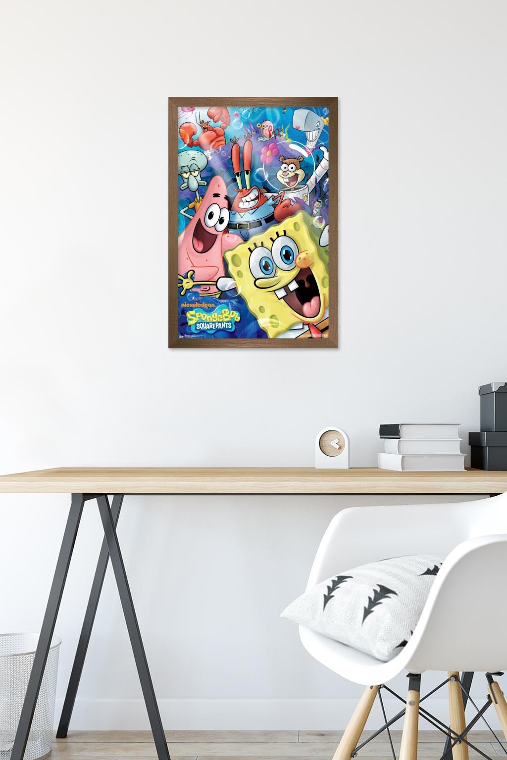 Trends International Nickelodeon Spongebob SquarePants Joy Wall Poster - 14.725 x 22.375 Inches, Bronze Framed Art Print - Perfect for Kids' Room Decor, TV Show Fan Gifts & Cartoon Themed Bedrooms