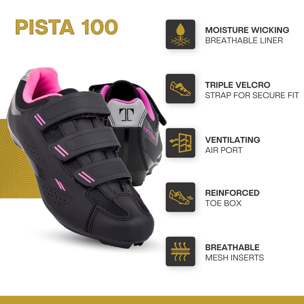 Tommaso Pista Women's Indoor Cycling Shoes – Peloton & Spin Bike Compatible – Delta & SPD Cleats Ready – Comfortable Workout Shoes for Women – Perfect for Gym, Studio & Home Cycling Classes