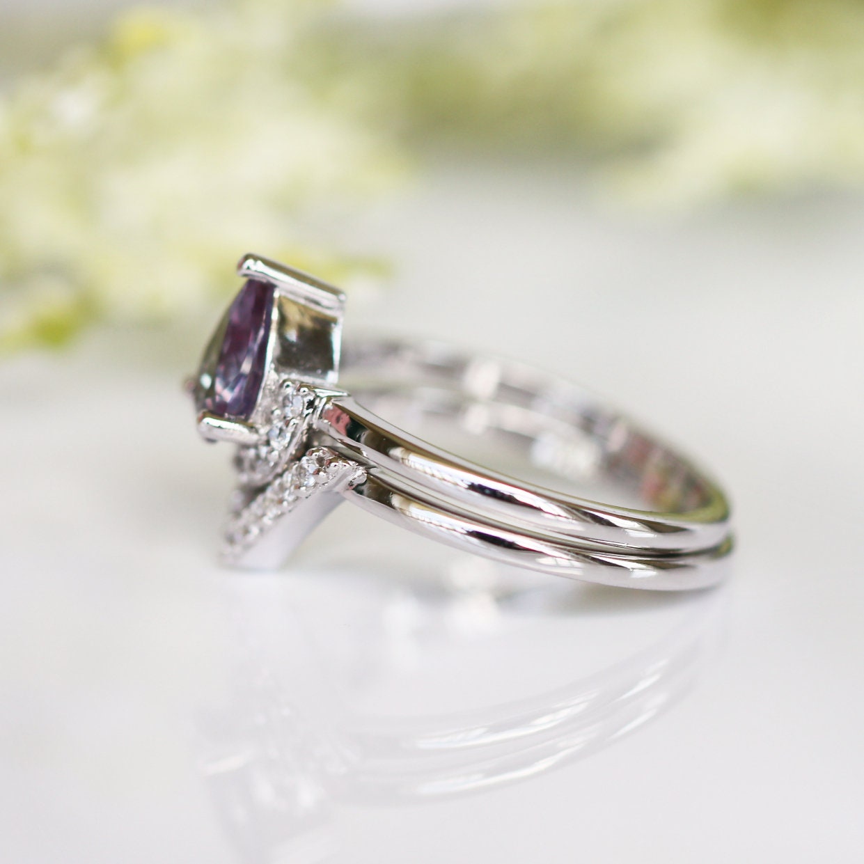 Aria Alexandrite Ring Set - Sterling Silver Jewelry for Women, Elegant Gemstone Rings for Everyday Wear & Special Occasions