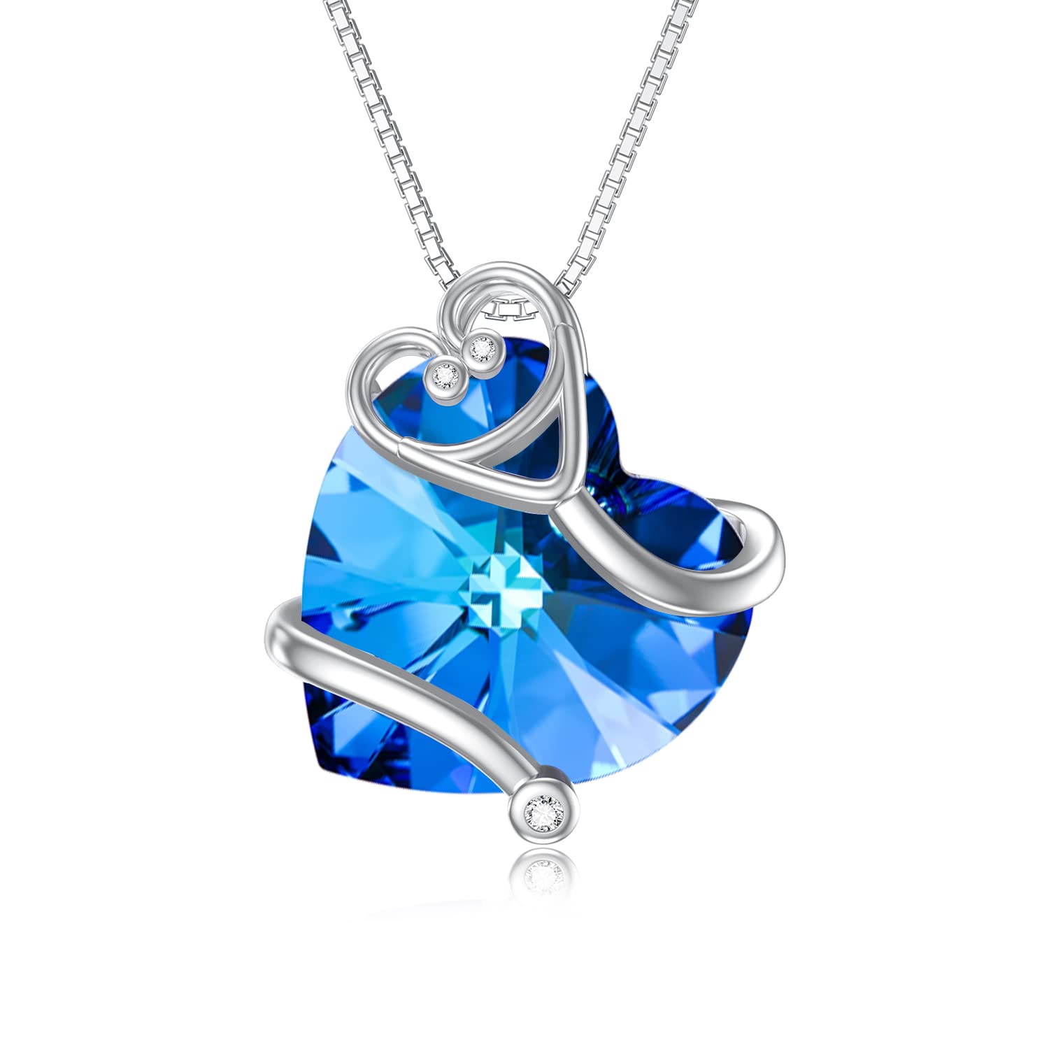 TOUPOP 925 Sterling Silver Nurse Necklace with Crystal - RN Medical Caduceus Pendant Jewelry for Women, Nurses, Doctors, Students & Moms - Perfect Birthday, Graduation & Appreciation Gifts for Healthcare Workers (Great for Daily Wear, Work, Special Occasions & Professional Settings)