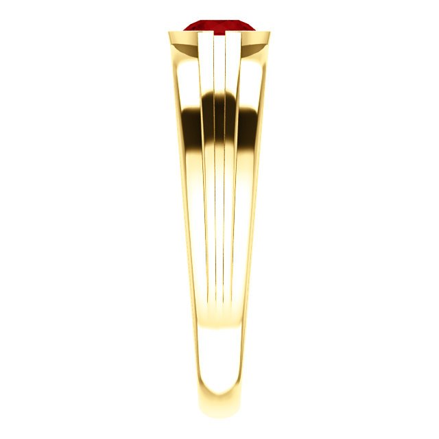 14KT Gold Men's Solitaire Ring with 2/3 CT Ruby Bezel Setting - Elegant Jewelry for Weddings, Anniversaries & Special Occasions