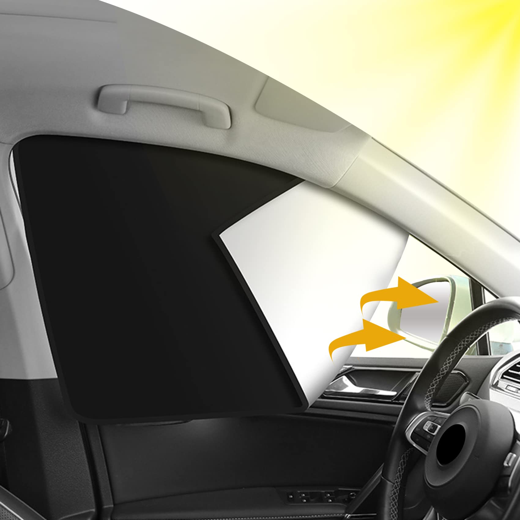 2PCS Magnetic Car Side Window Sun Shades - Universal Sun Protection for Car, SUV, Truck Front Seats | Blocks UV Rays & Reduces Heat | Perfect for Road Trips, Daily Commutes & Parking in Direct Sunlight