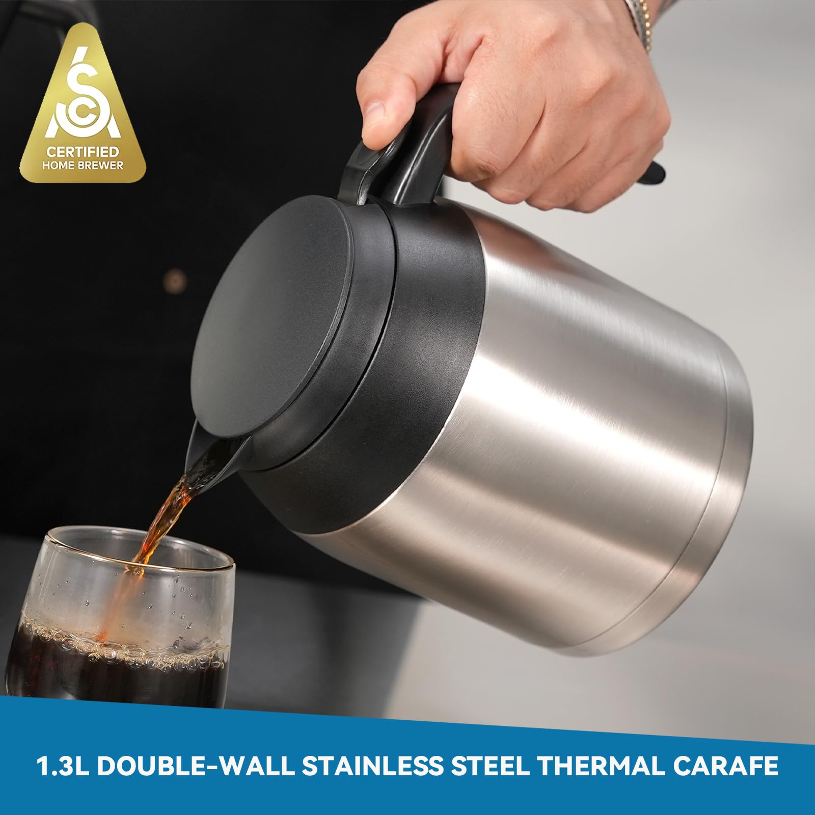 Bonavita BV1901TS 8 Cup Drip Coffee Maker with One-Touch Pour Over & Auto Pause Brewing - Stainless Steel Thermal Carafe, SCA Certified, Dishwasher Safe - Perfect for Home, Office & Specialty Coffee Brewing
