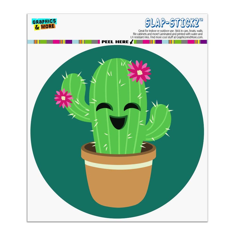 Adorable Cactus in Pot with Pink Flowers - Car Window Decal & Bumper Sticker for Automotive Decor - Perfect for Car Lovers, Office Decor, and Gift Ideas
