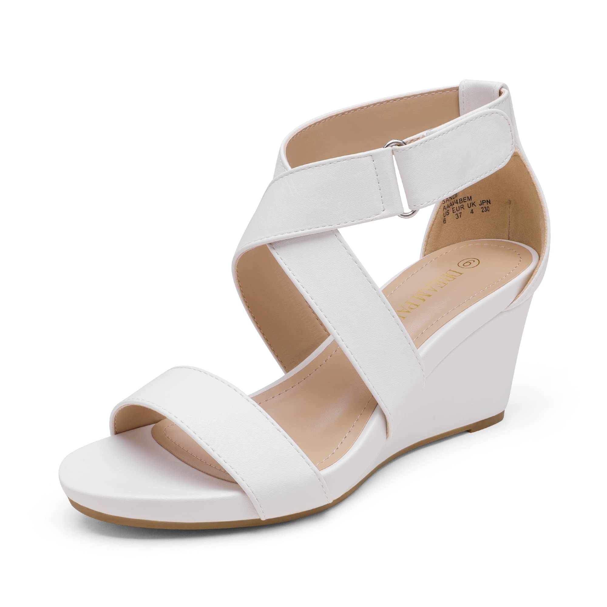DREAM PAIRS Women's Comfortable Elastic Ankle Strap Wedge Sandals - Summer Casual Shoes for Walking, Beach, and Outdoor Activities