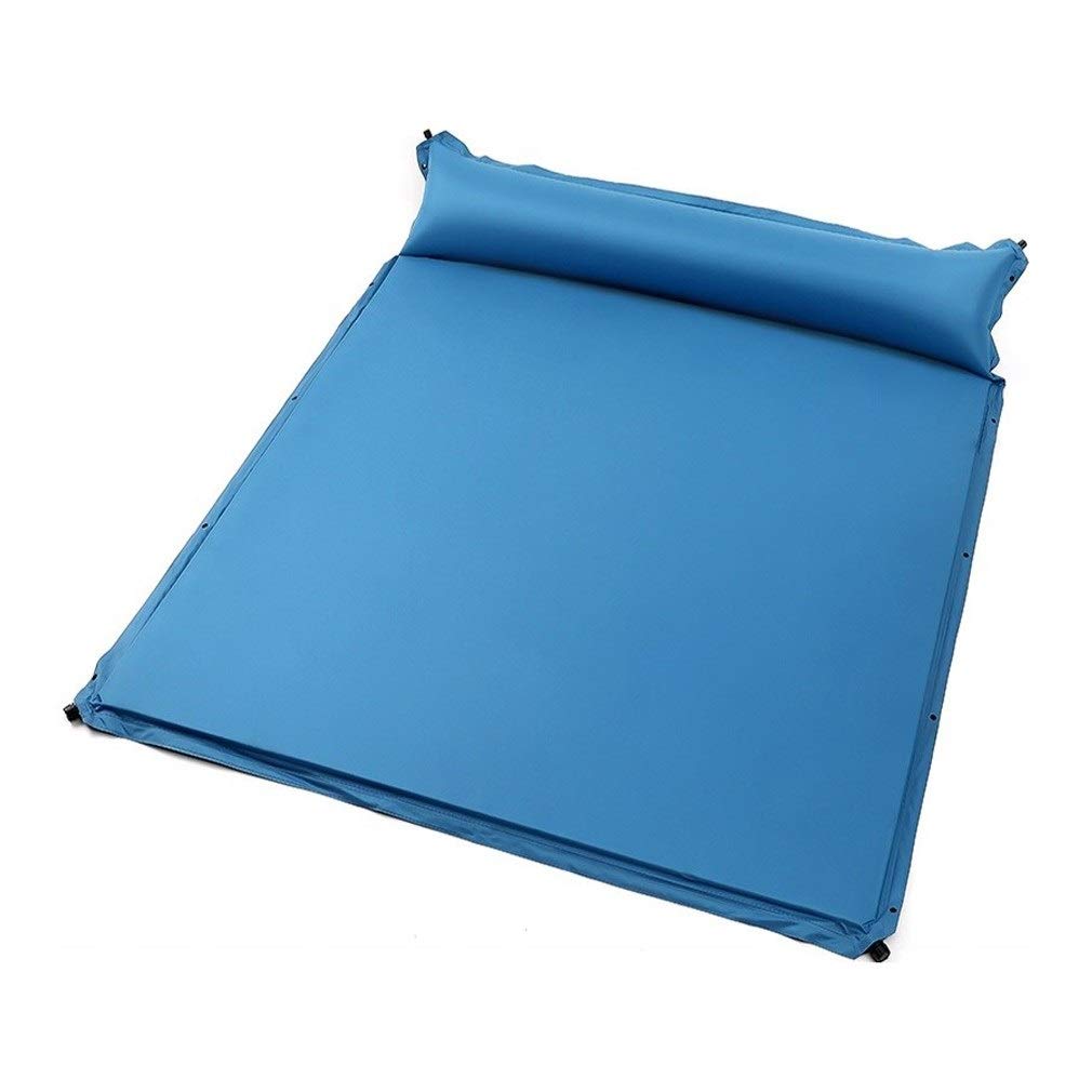 3 Person Inflatable Camping Sleeping Pad - Lightweight Air Mattress with Pillow for Backpacking, Hiking & Tent Camping - 5cm Thick Blue Sleeping Mat - Perfect for Outdoor Adventures, Family Trips & Car Camping