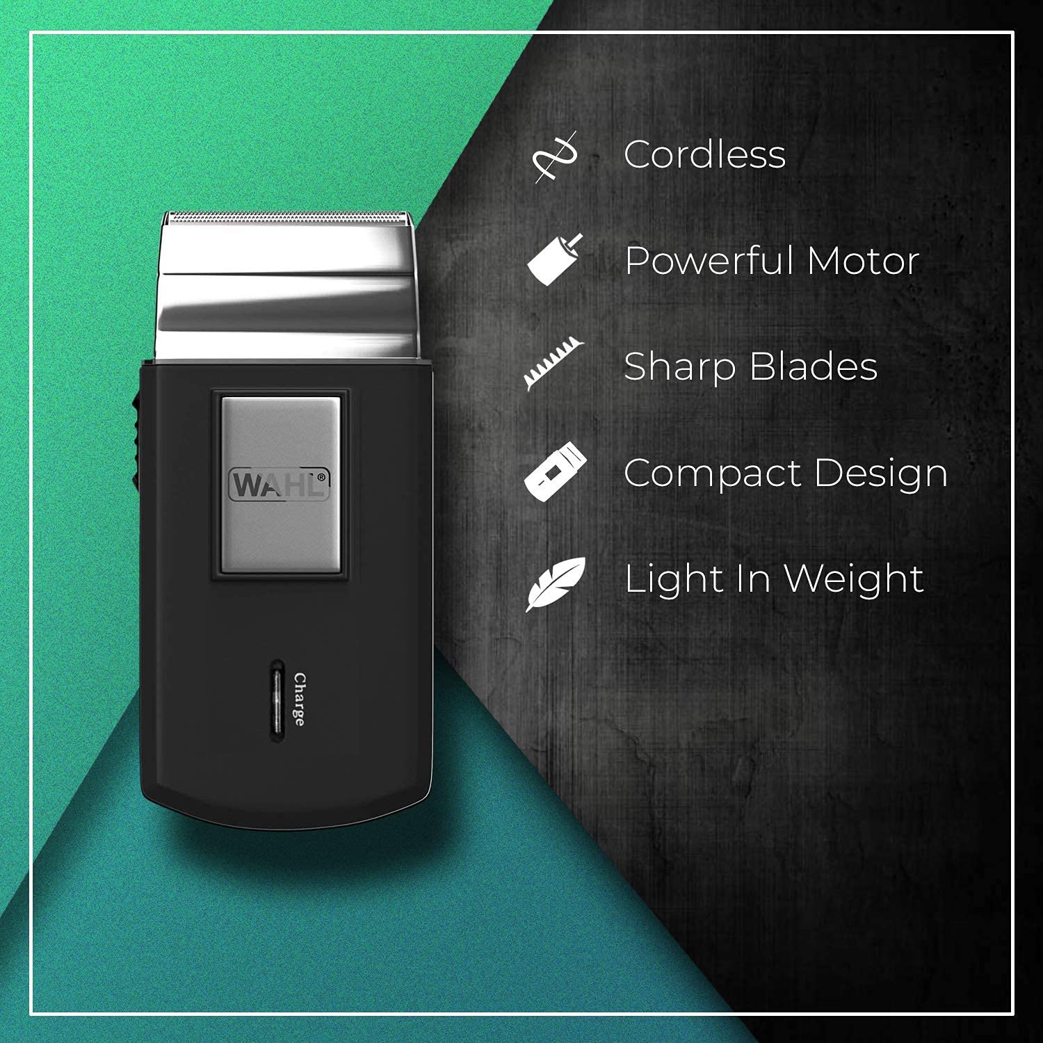 Wahl 03615-024 Cordless Travel Shaver - 0.4mm Precision Cutting, 45 Min Runtime, Includes Extra Blade & Foil - Black | Perfect for Business Trips, Gym Bags & On-The-Go Grooming