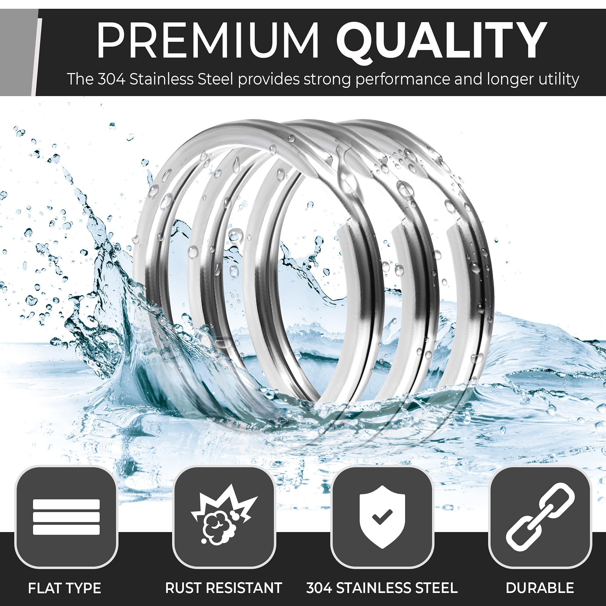 Crest 100-Pack 1 Inch (25mm) SS316L Marine Grade Stainless Steel Split Key Rings - Heavy Duty Keychains for Car Keys, Boat Keys & Outdoor Gear - Rustproof & Durable for Everyday Use