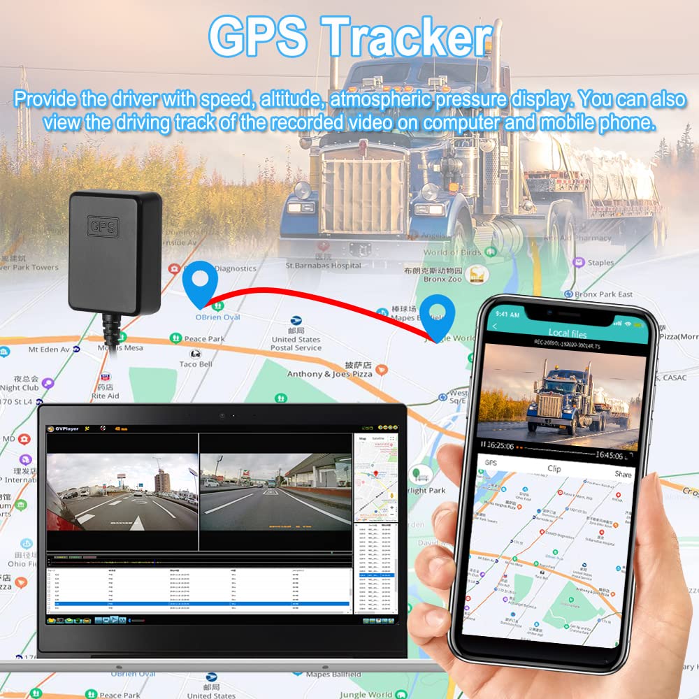 VSYSTO 3CH WiFi Truck Dash Cam with 4.5